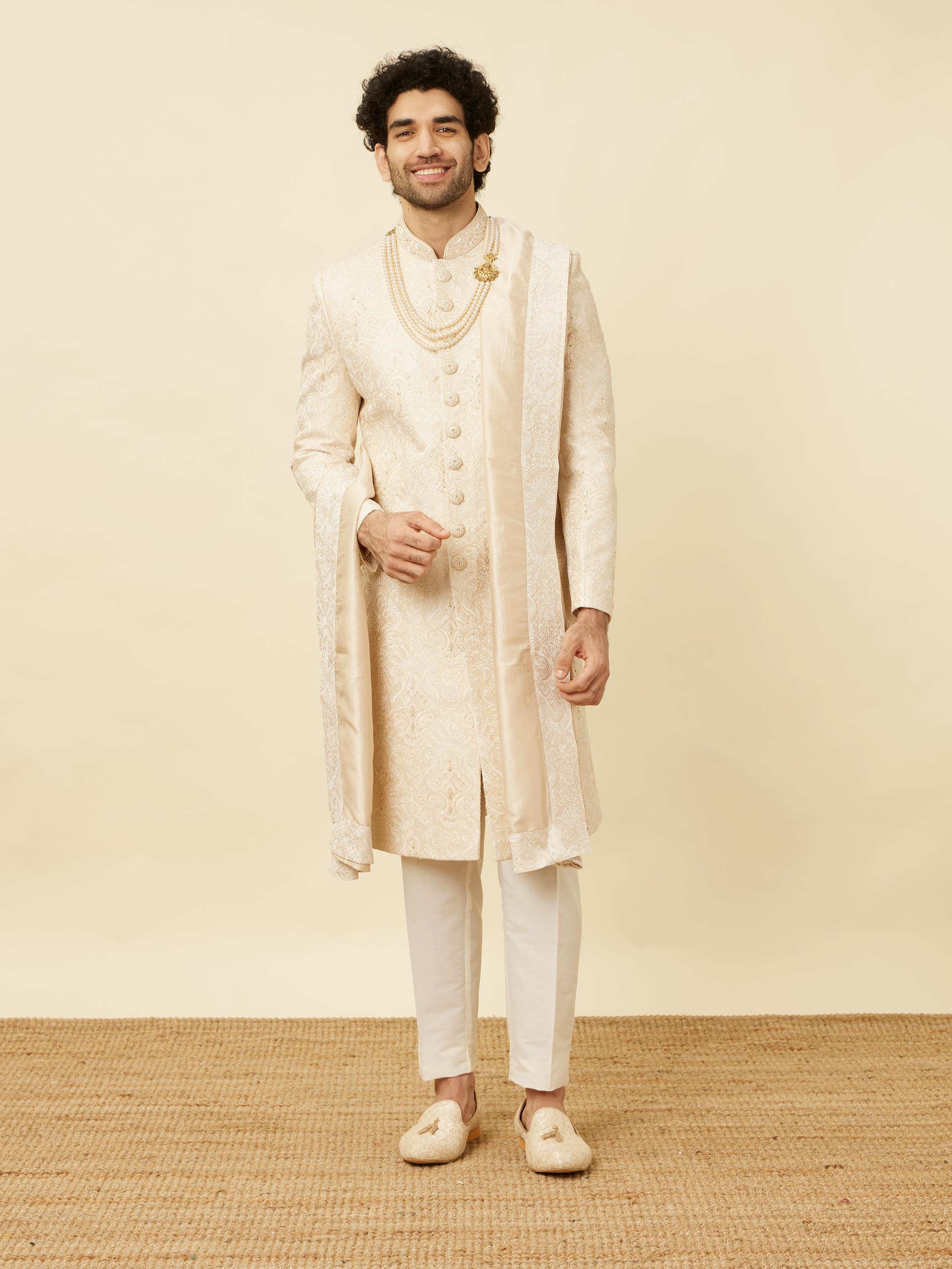 Twamev Men Classic Beige Sherwani
