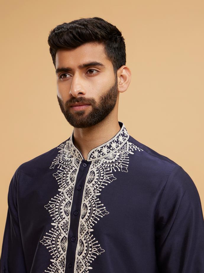 Twamev Men Blue Elegance Kurta Set with Dupatta