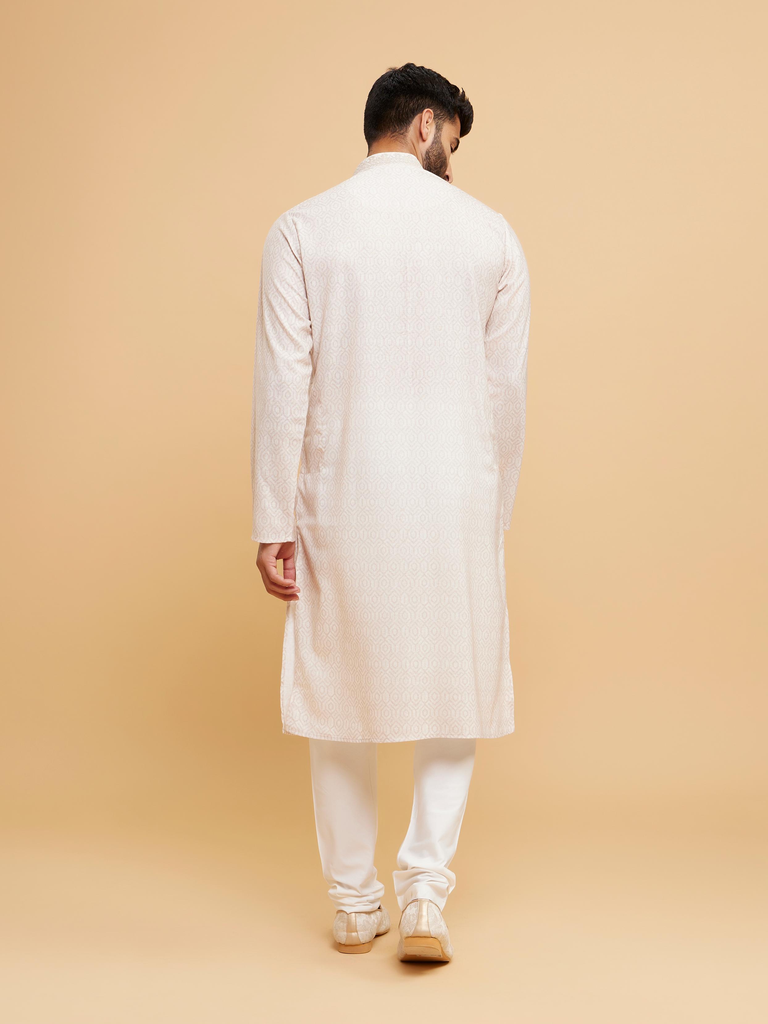 Twamev Men Beige Elegance Kurta Pajama