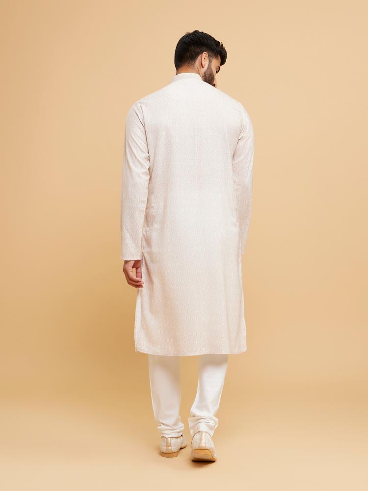 Twamev Men Beige Elegance Kurta Pajama