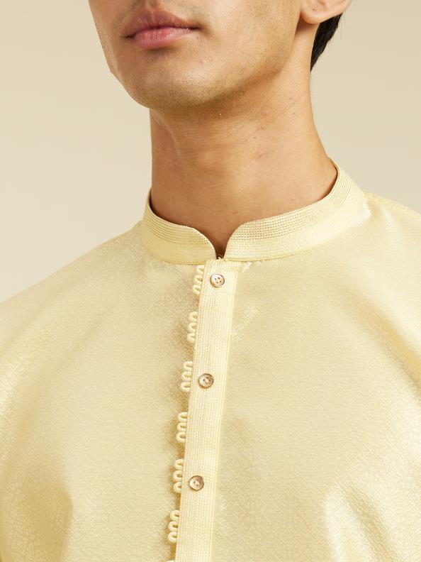 Diwas Men Lemon Yellow Grid Patterned Kurta