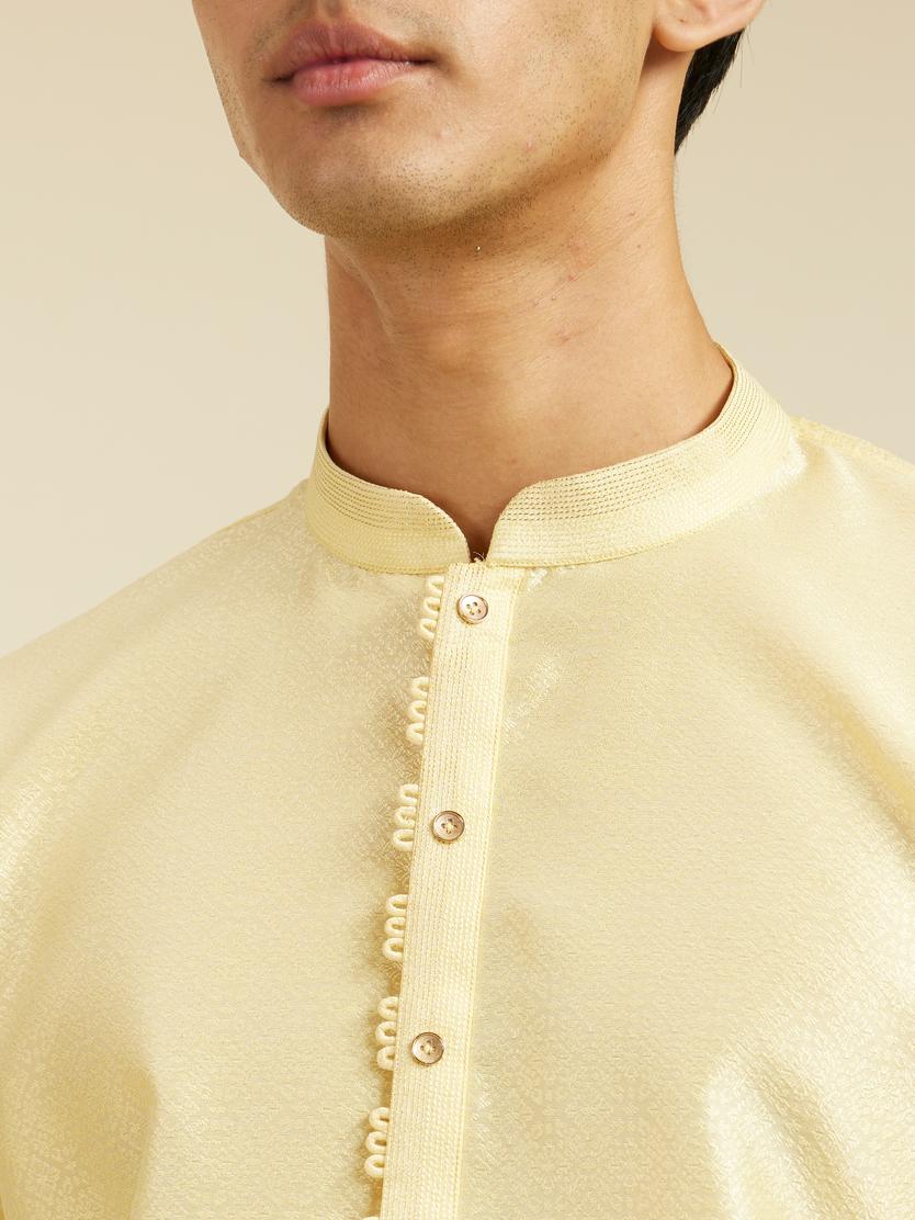 Diwas Men Lemon Yellow Grid Patterned Kurta