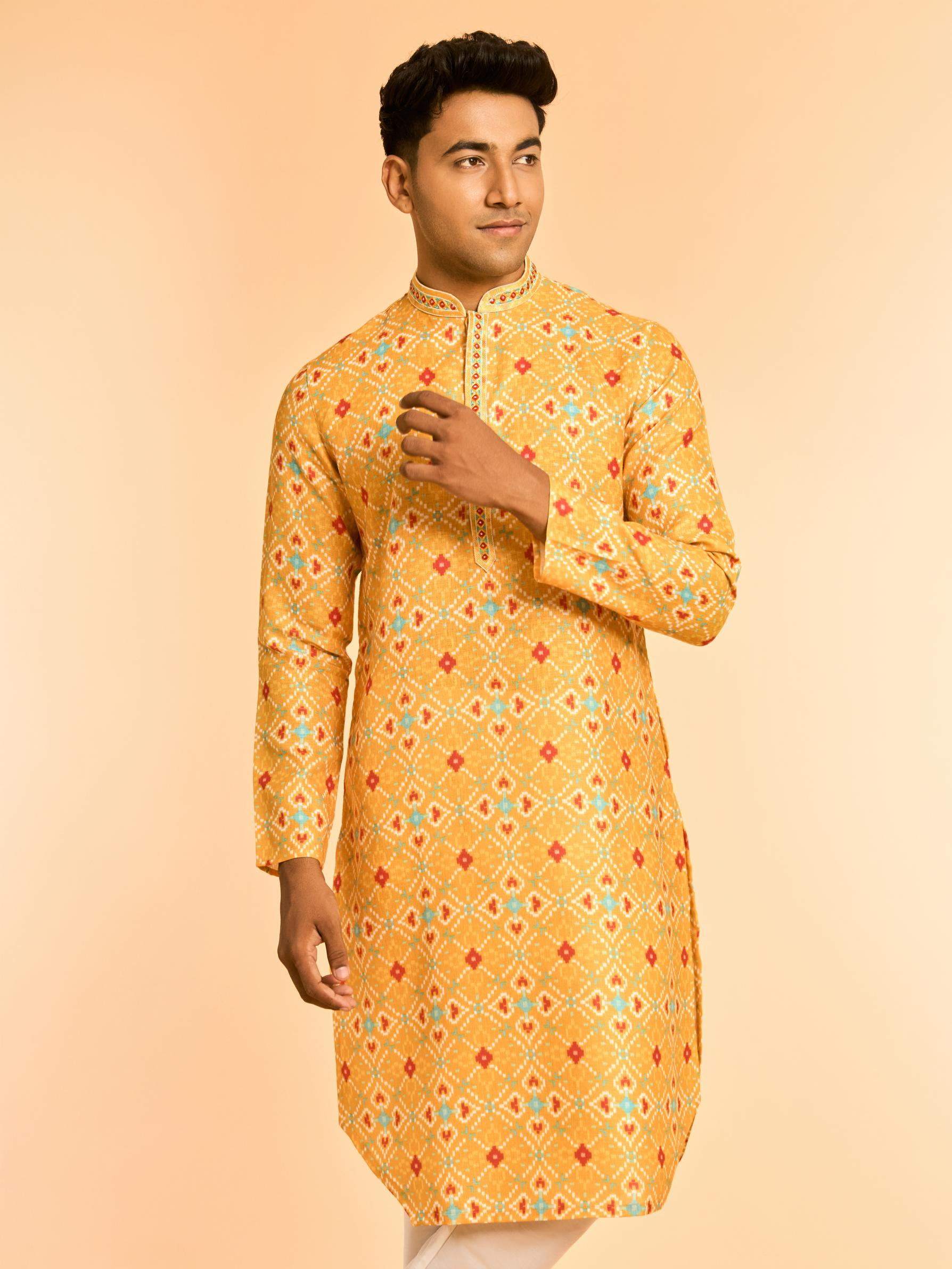 Diwas Men Mustard Majestic Kurta