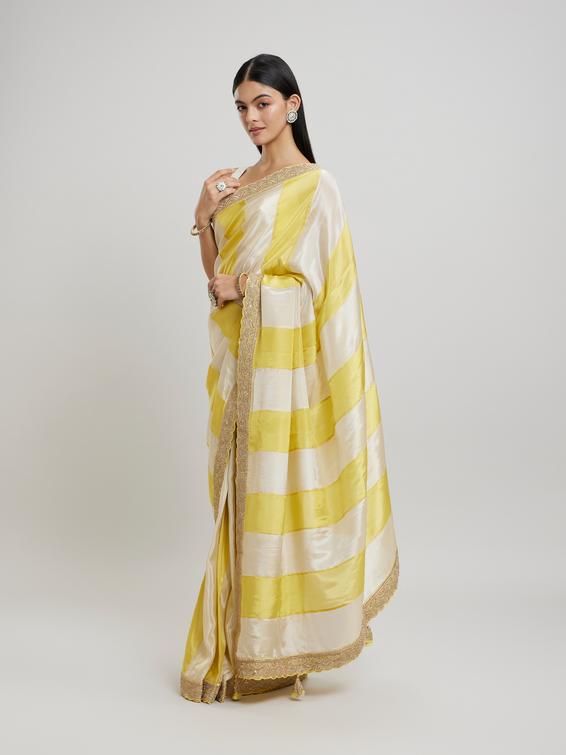 Twamev Women Twamev Yellow Tissue Saree