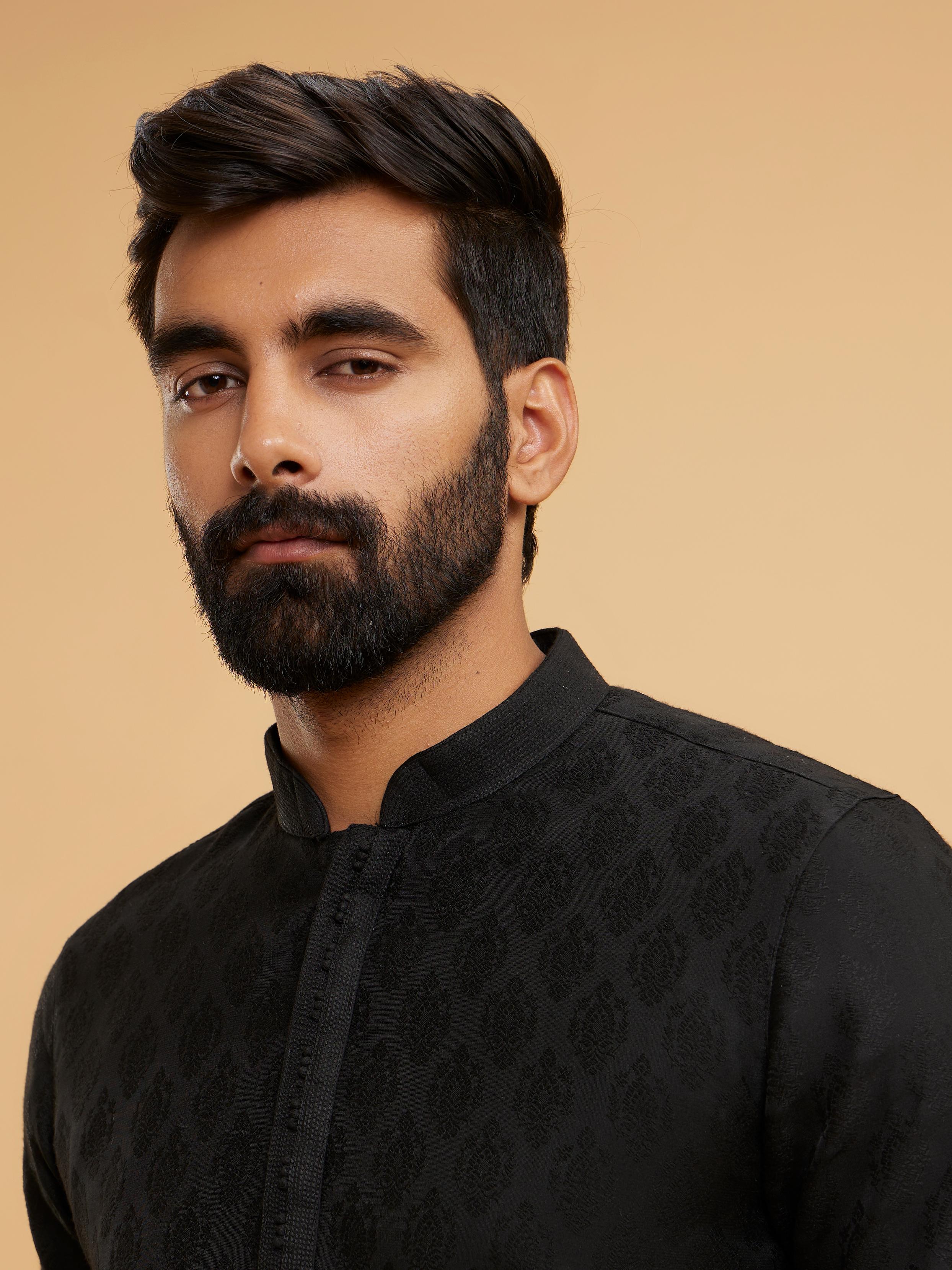 Twamev Men Black Festal Kurta Pajama