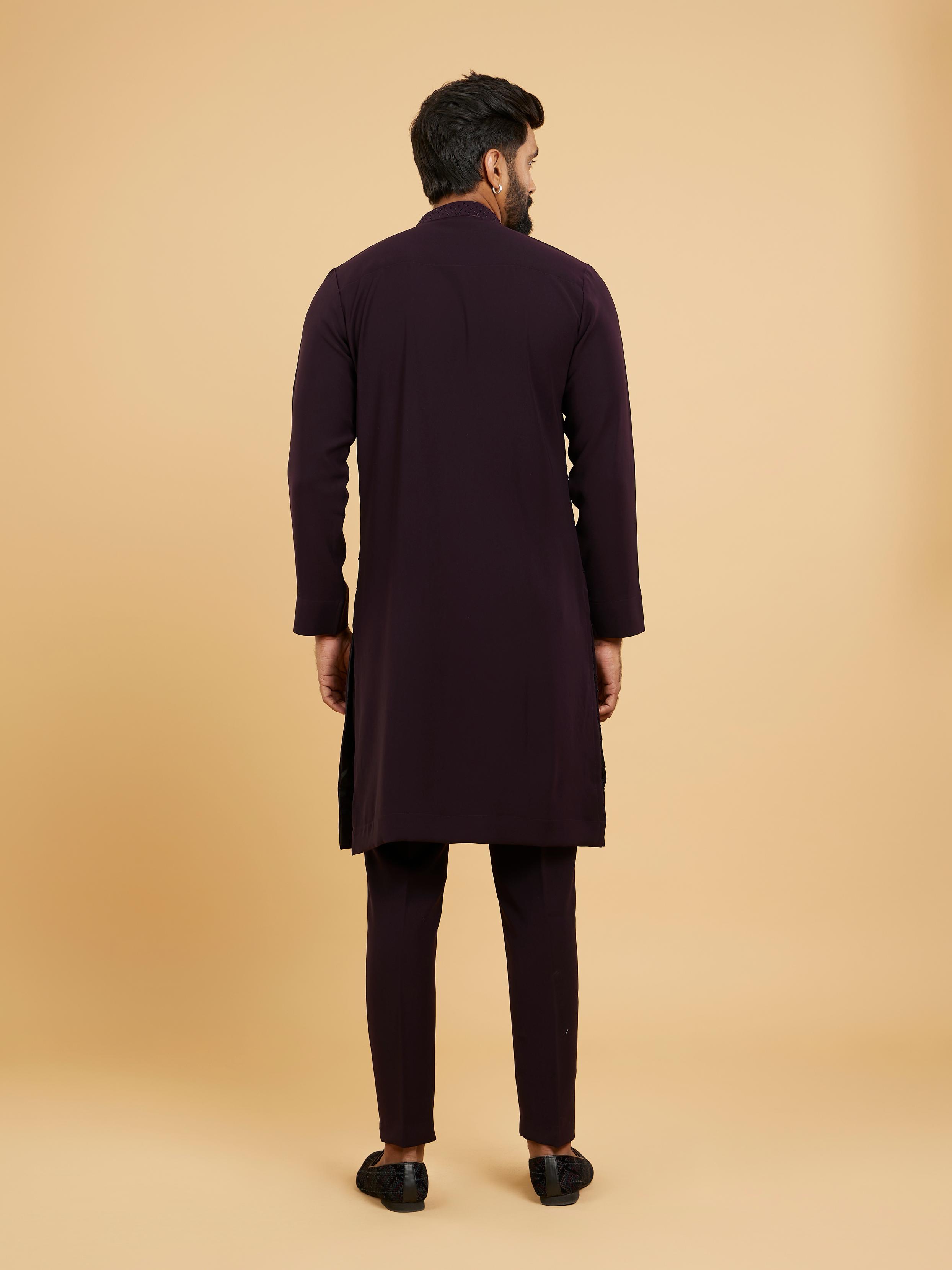 Twamev Men Radiant Wine Kurta Pajama