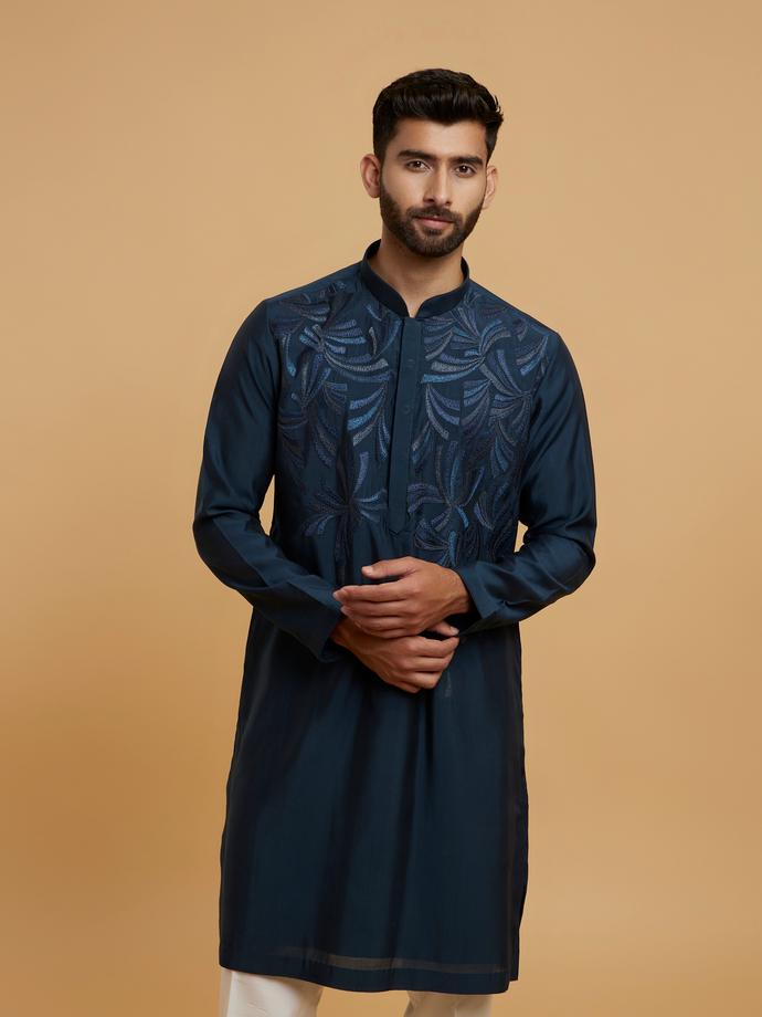 Twamev Men Dark Blue Regality Kurta Pajama