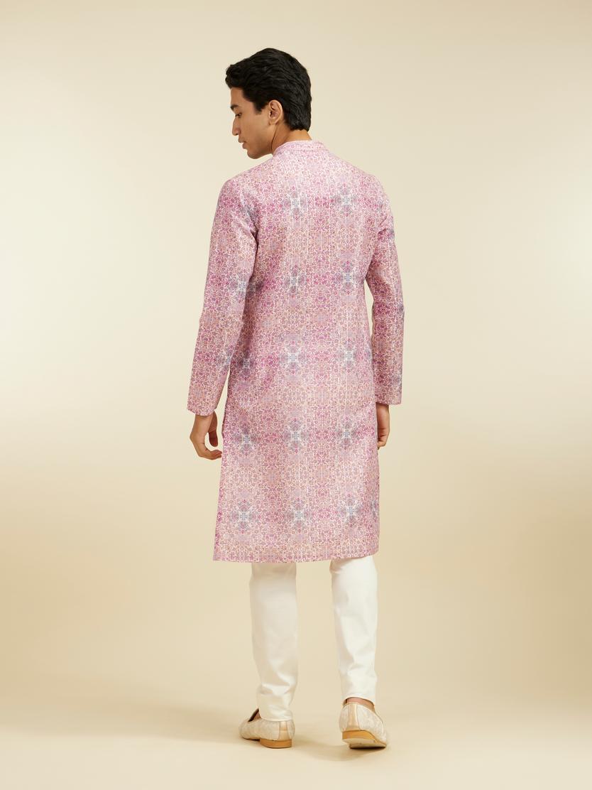Diwas Men Candy Floss Pink Imperial Jaal Printed Kurta