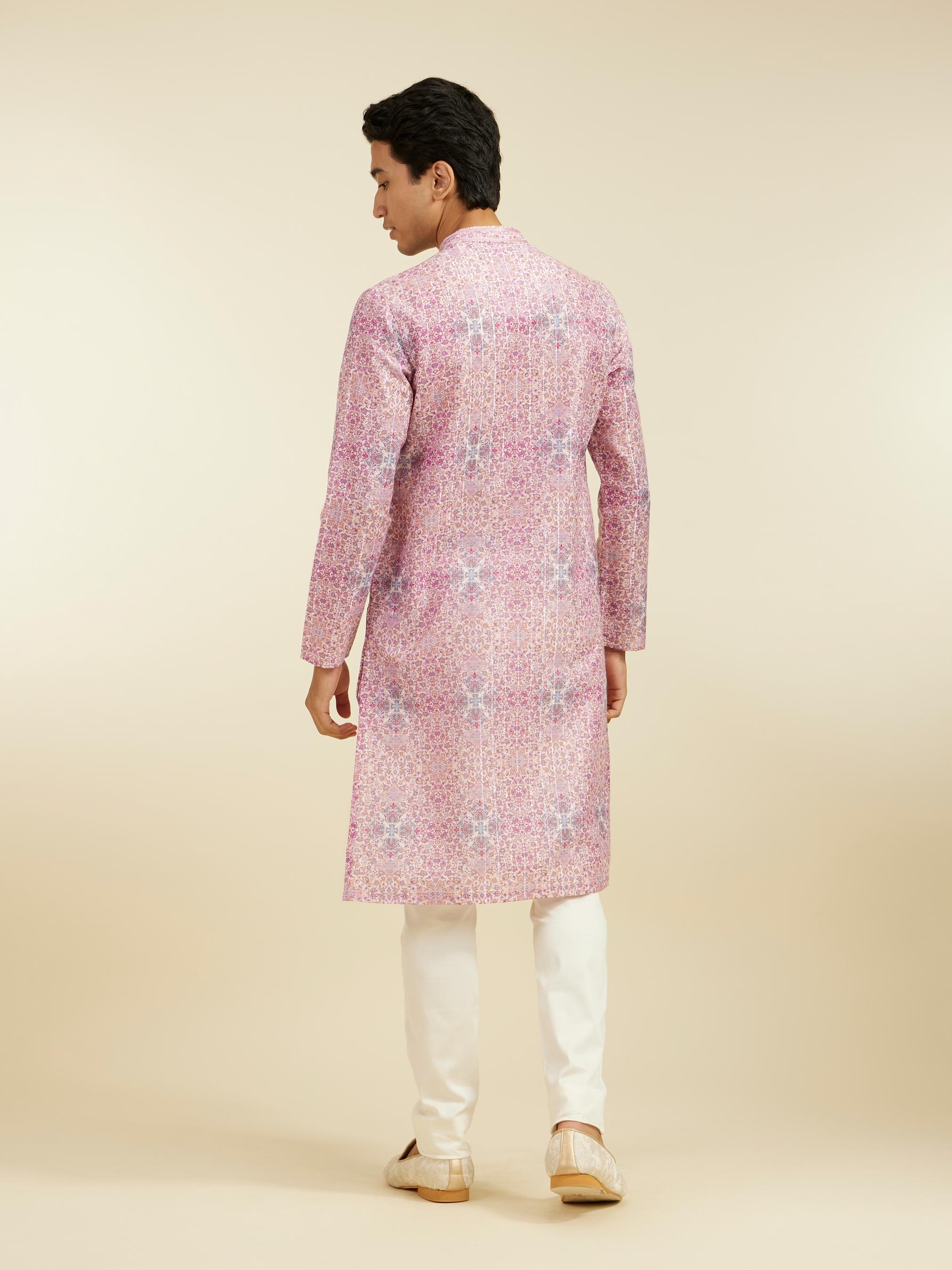 Diwas Men Candy Floss Pink Imperial Jaal Printed Kurta