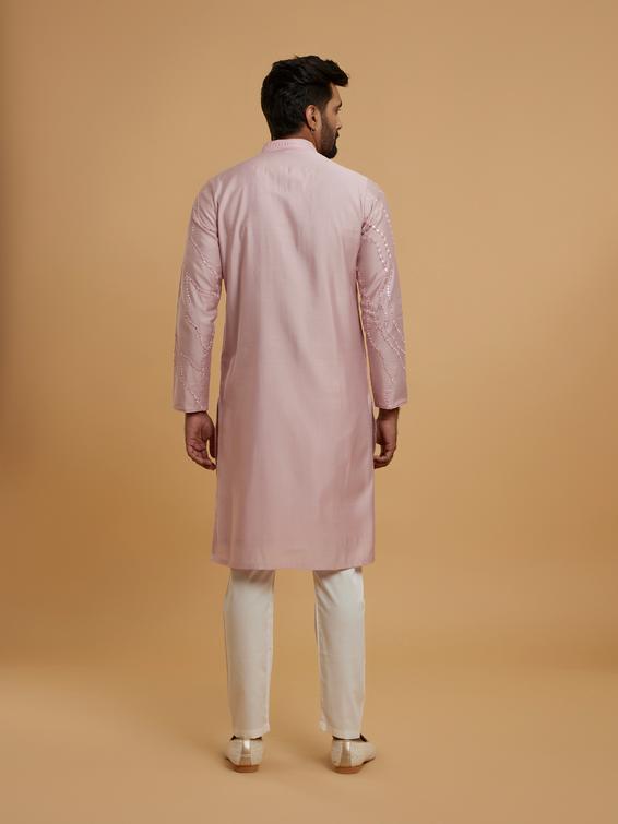 Twamev Men Elegant Pink Kurta Pajama Ensemble