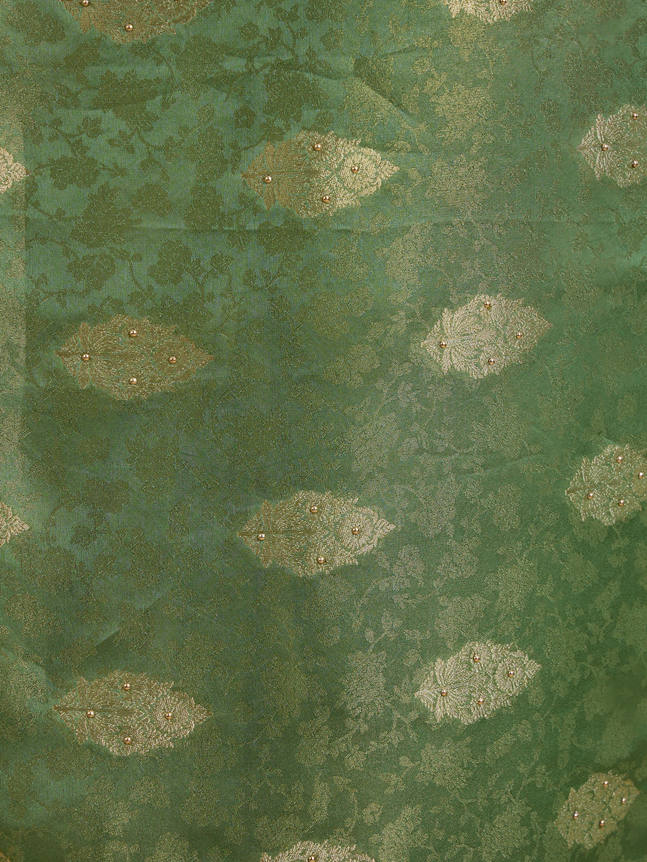 Twamev Women Enchanting Sea Green Satin Saree
