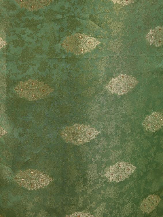 Twamev Women Enchanting Sea Green Satin Saree