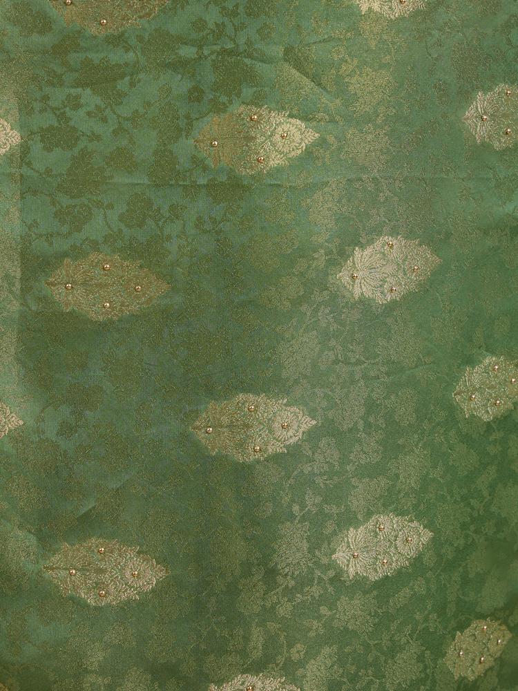 Twamev Women Enchanting Sea Green Satin Saree
