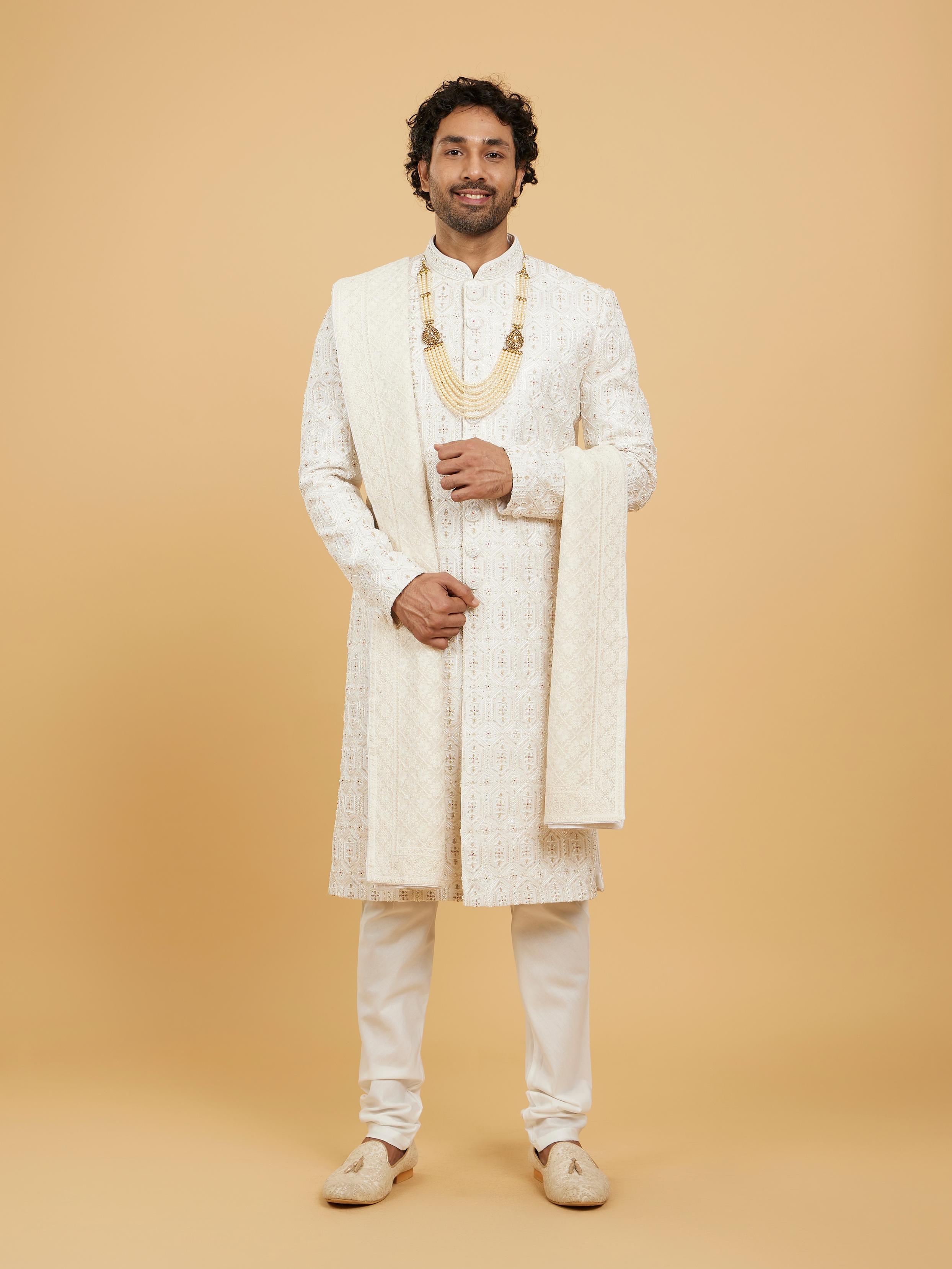 Twamev Men Cream Georgette Dupatta