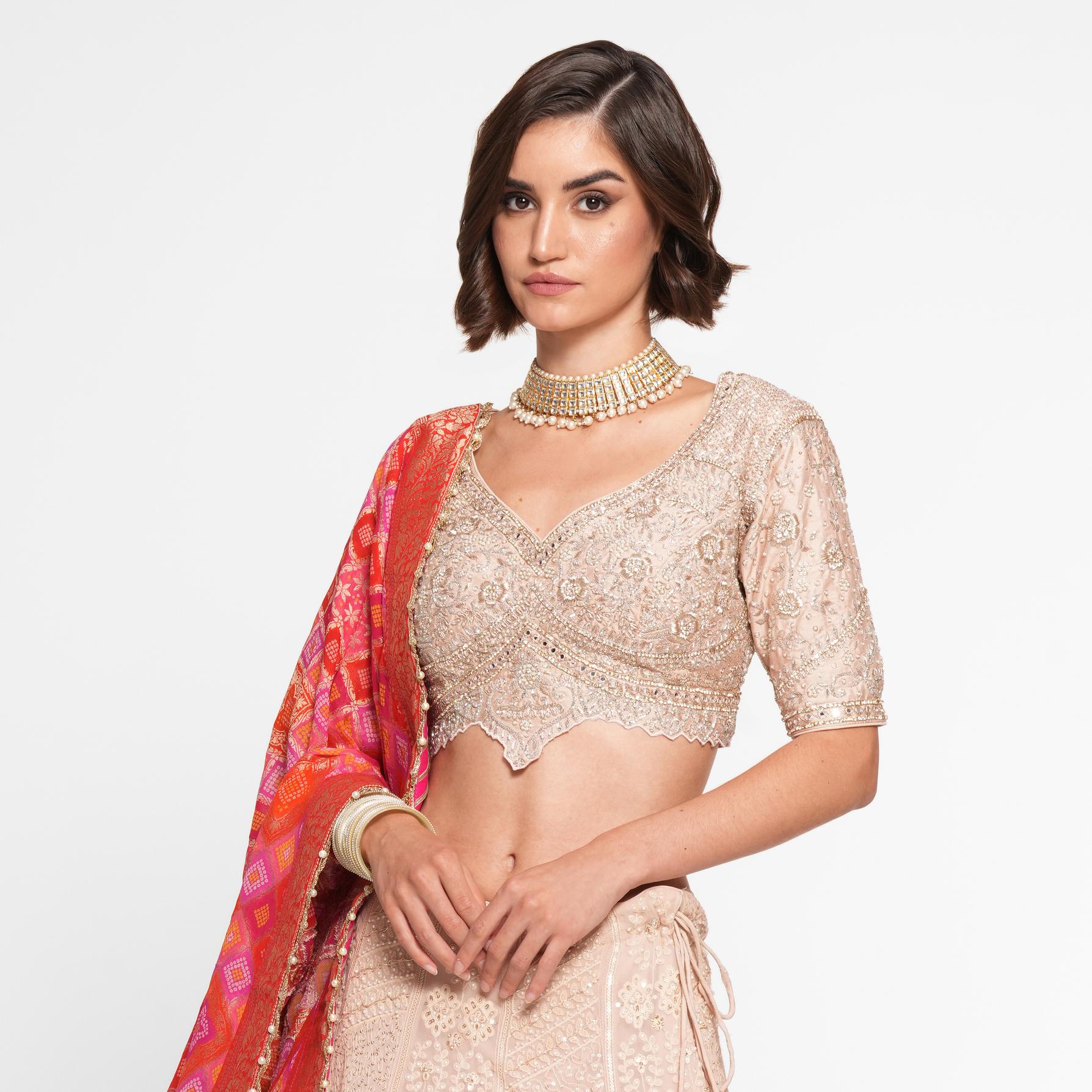 Twamev Women Light Pink Georgette Skirt Top
