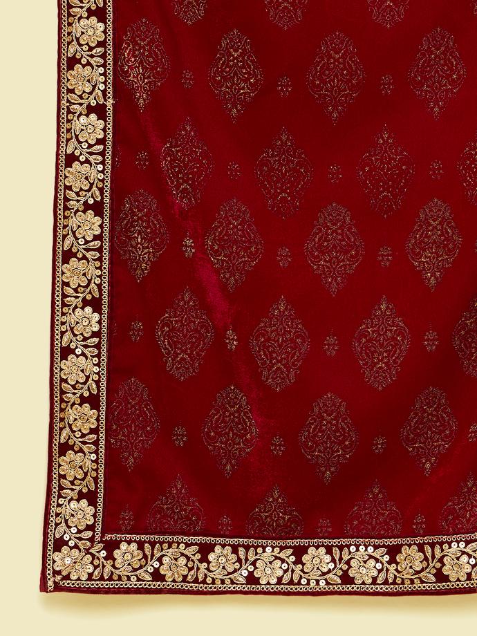 Twamev Men Elegant Maroon Velvet Dupatta