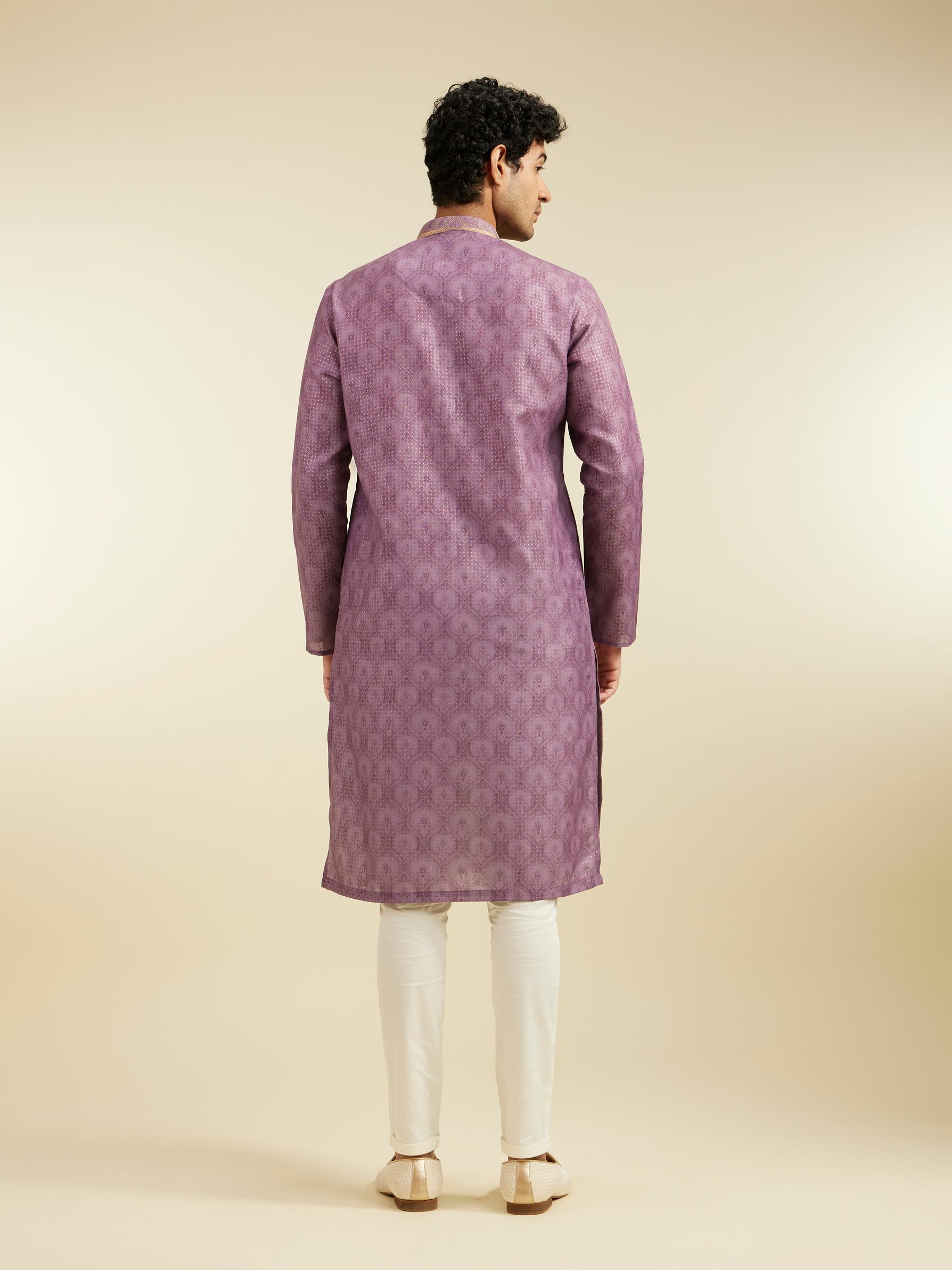 Diwas Men Royal Lilac Medallion Printed Kurta