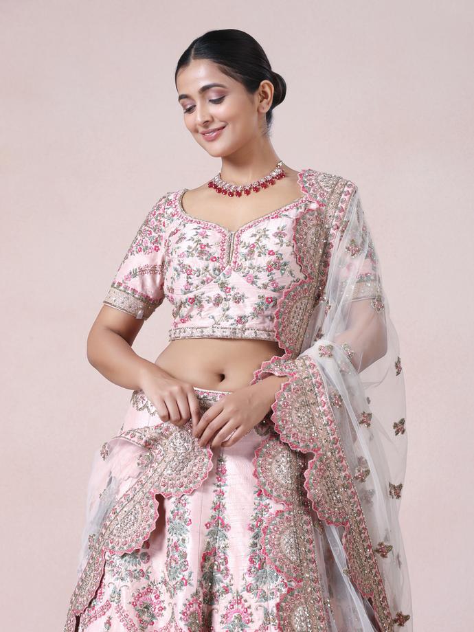 Twamev Women Pink Petal Perfection Lehenga