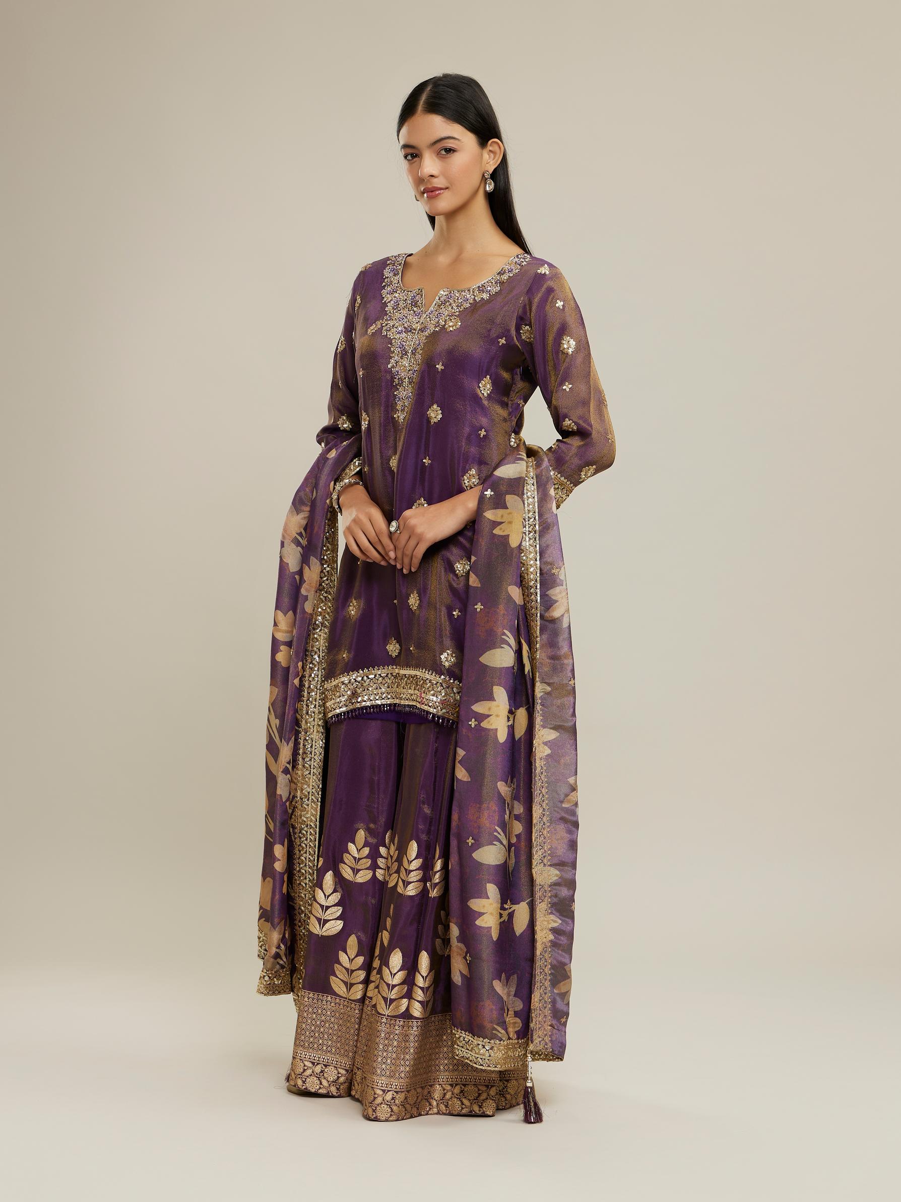 Twamev Women Purple Elegance Stitched Suit