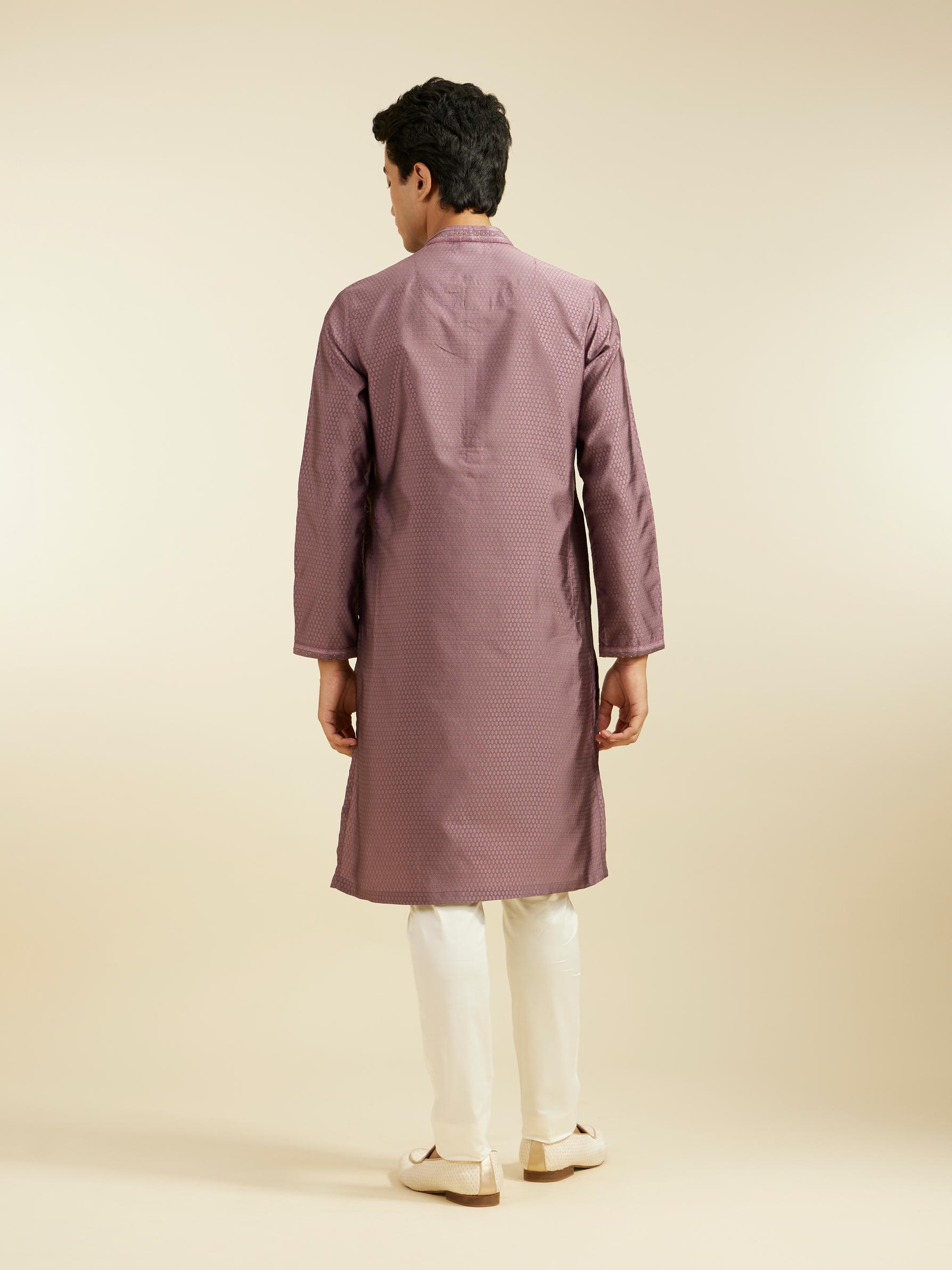 Diwas Men Bright Lilac Honeycomb Self Patterned Kurta