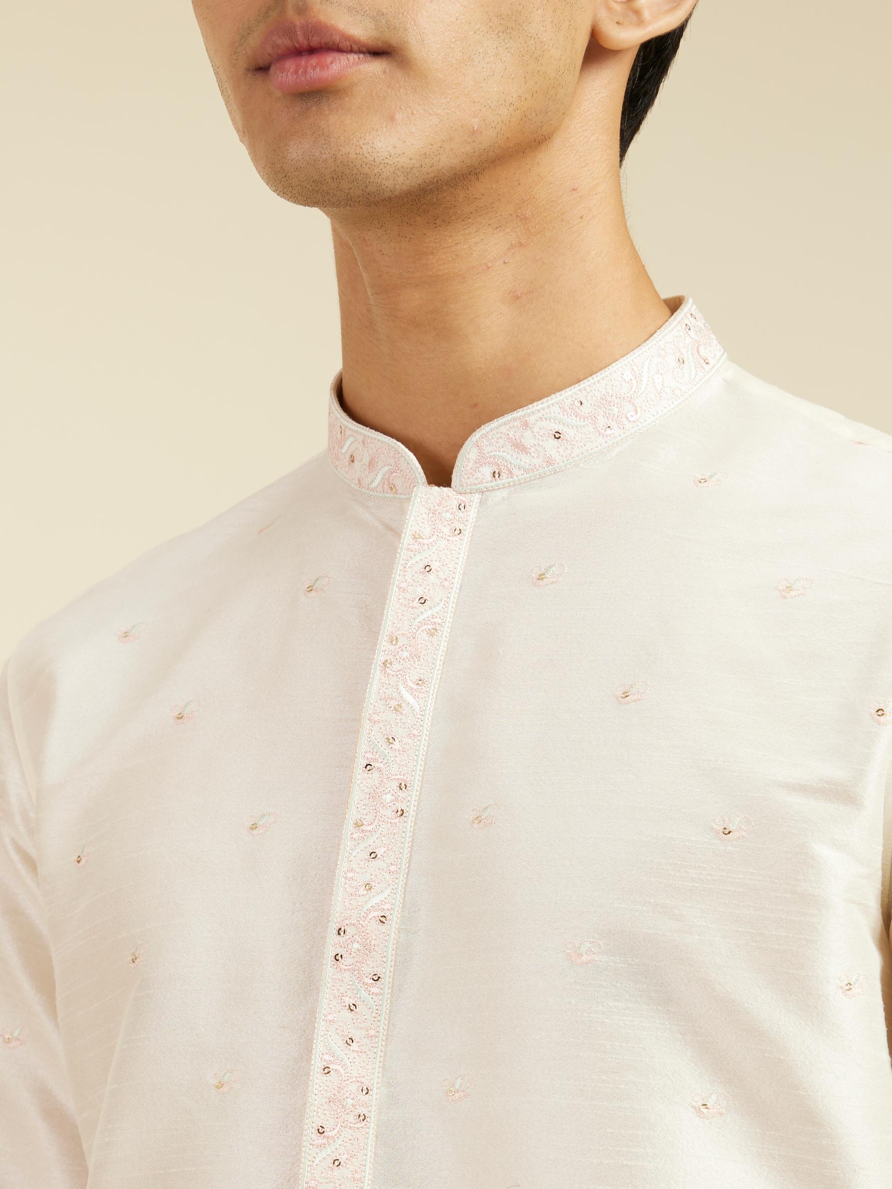 Diwas Men Warm White Sequin Embellished Kurta