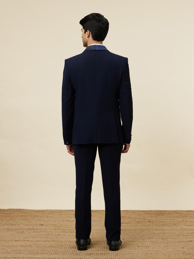 Twamev Men Elegant Dark Blue Suit Set