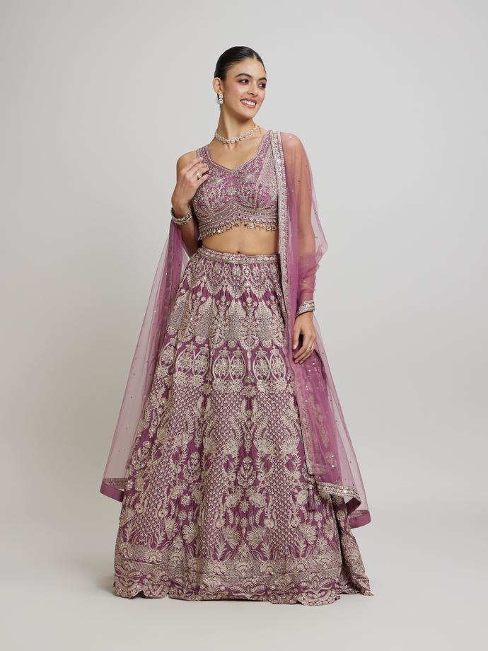 Twamev Women Purple Elegance Lehenga
