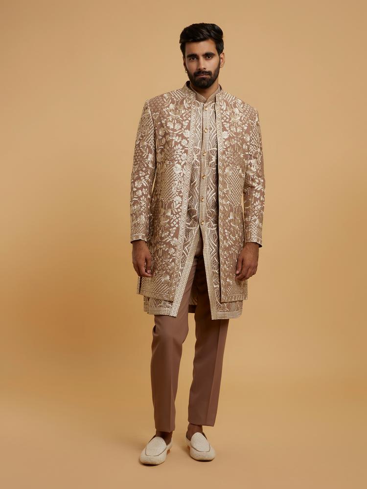 Twamev Men Brown Elegance Indo Western