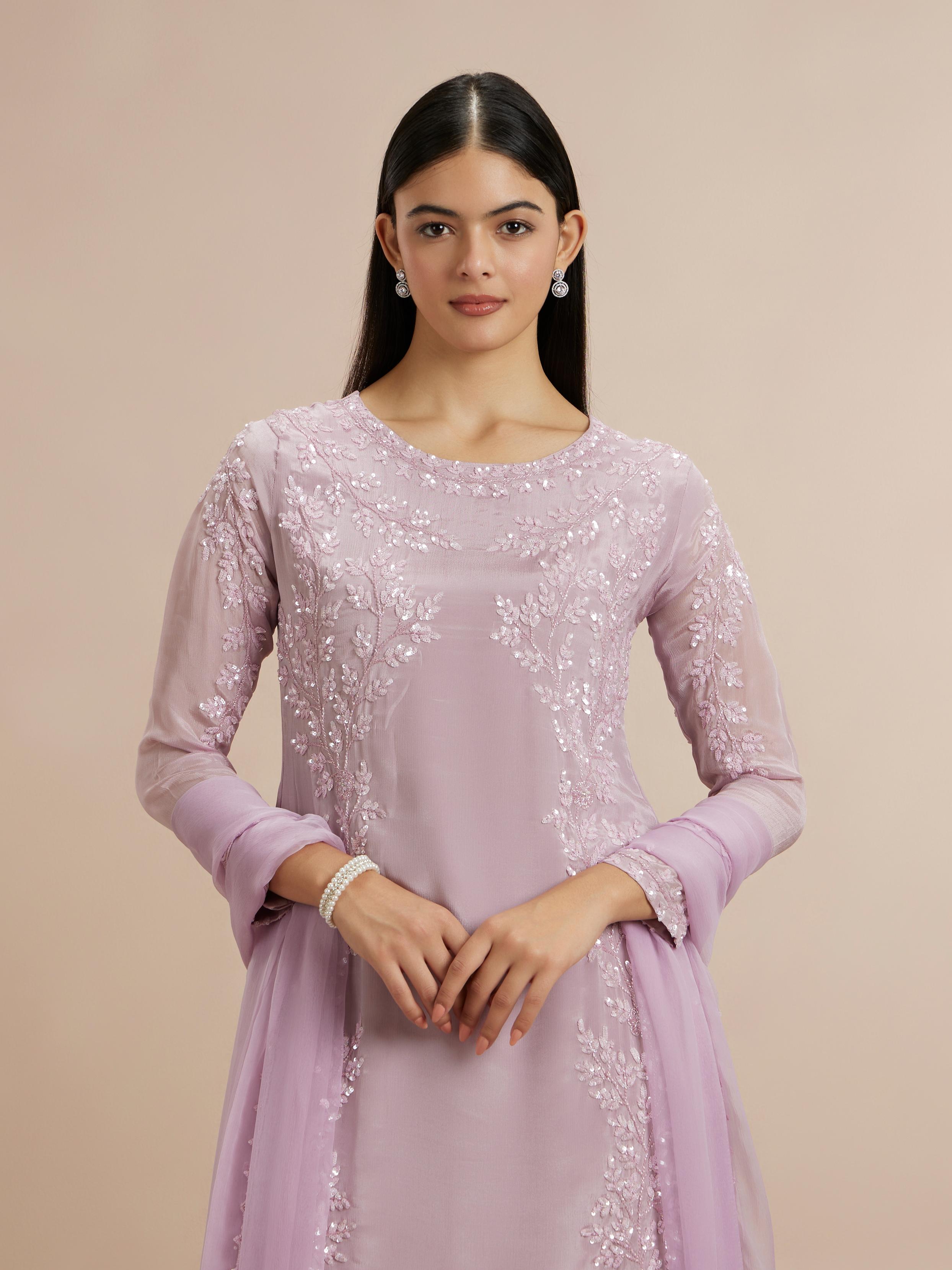Twamev Women Elegant Purple Celebration Stitched Suit