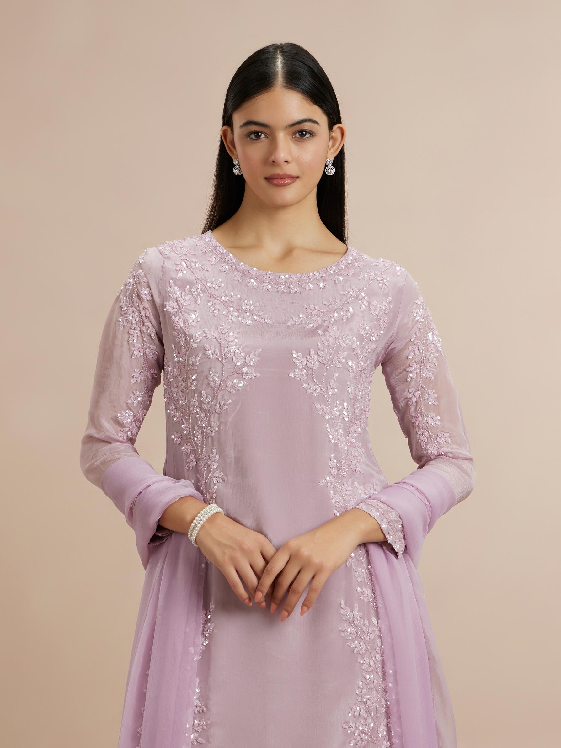 Twamev Women Elegant Purple Celebration Stitched Suit