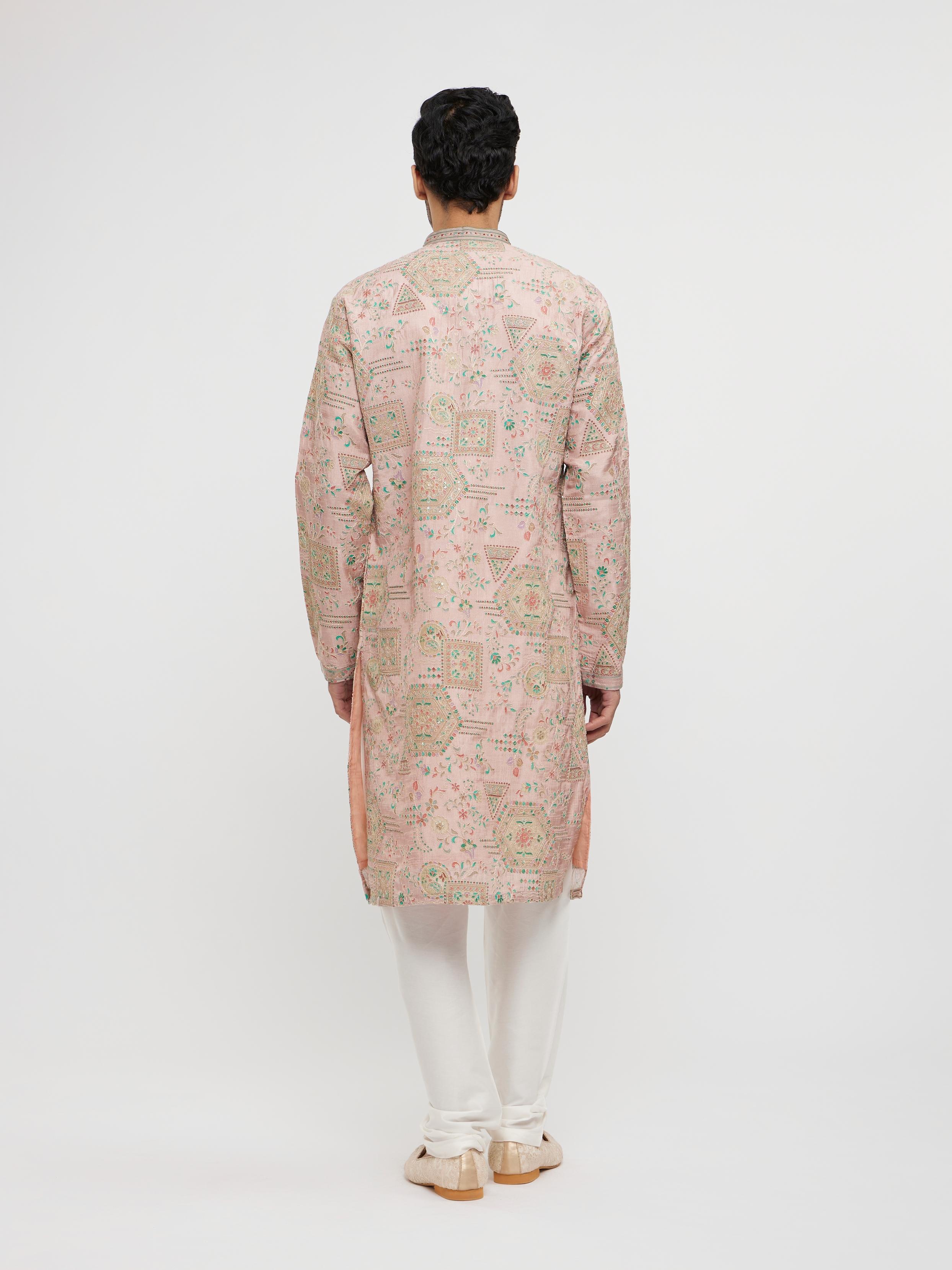 Twamev Men Dusty Pink Graceful Kurta Pajama