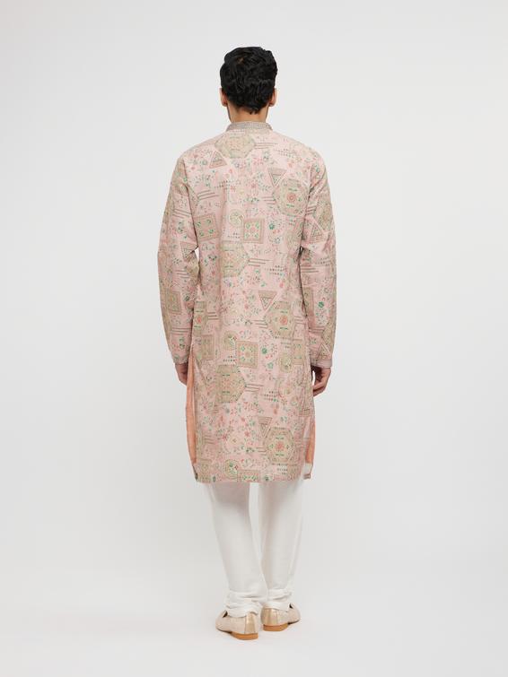 Twamev Men Dusty Pink Graceful Kurta Pajama