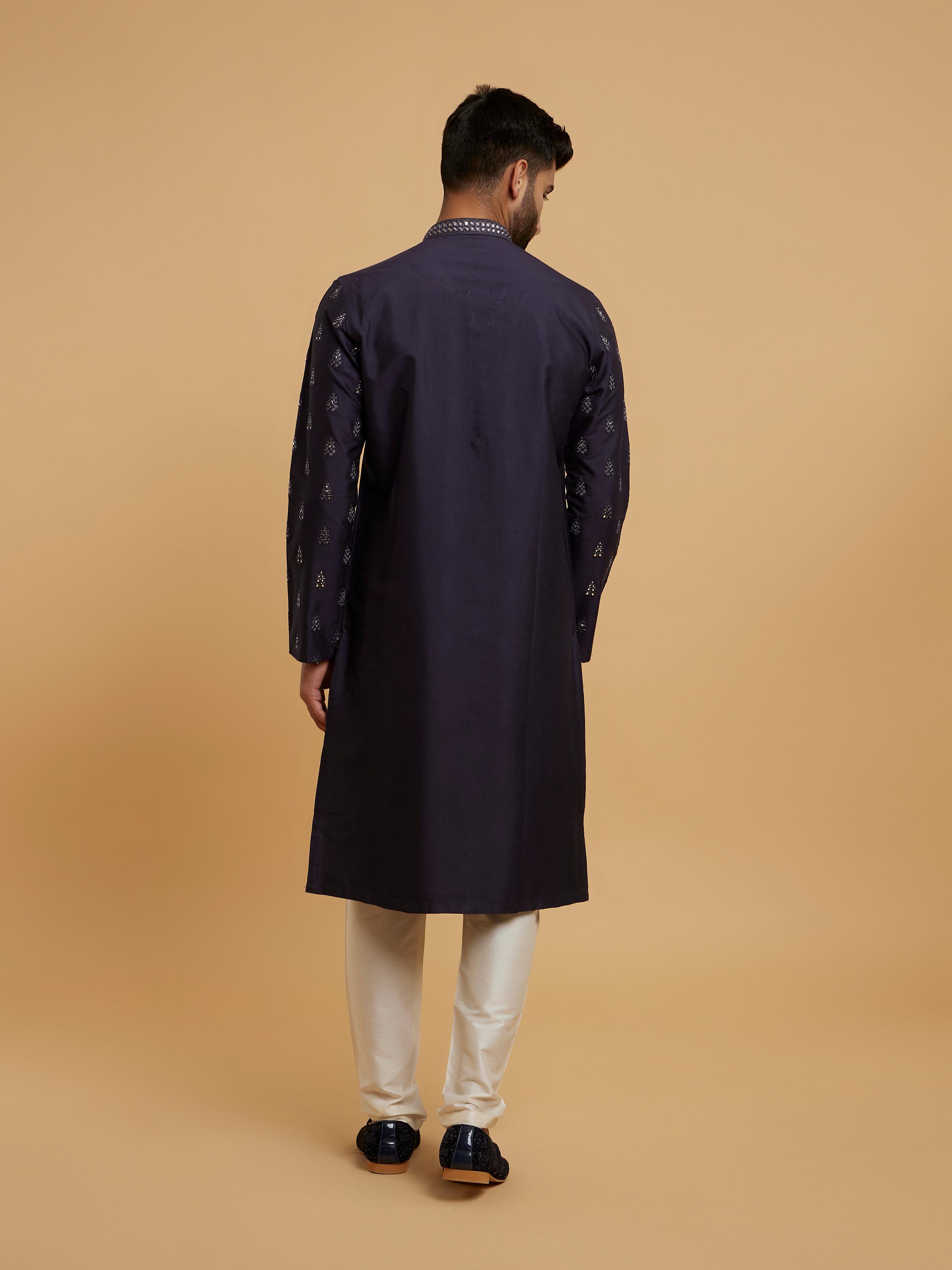 Twamev Men Elegant Dark Blue Kurta Pajama