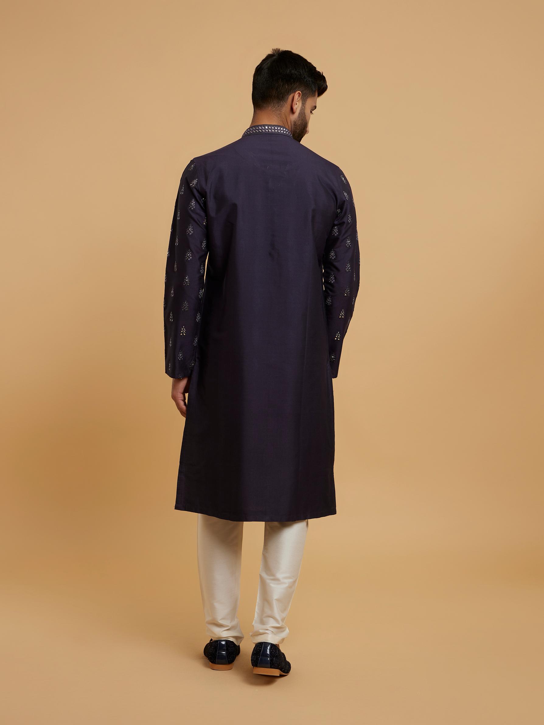 Twamev Men Elegant Dark Blue Kurta Pajama
