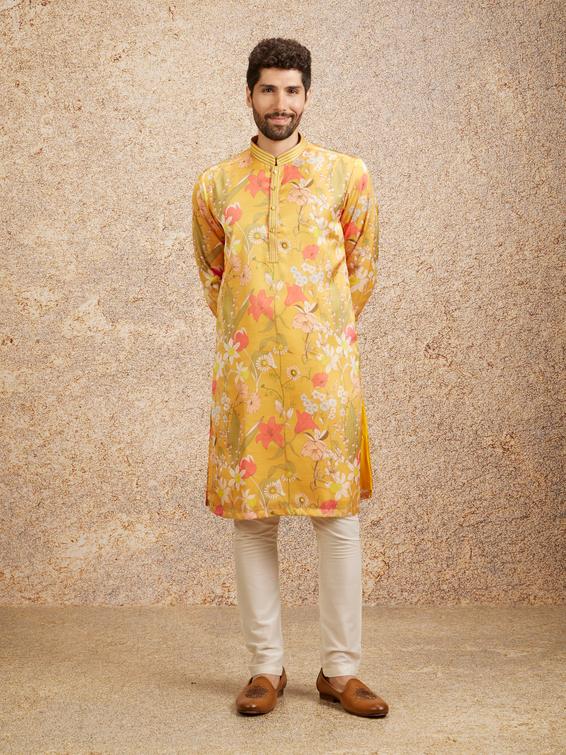 Twamev Men Mustard Enchant Kurta Pajama