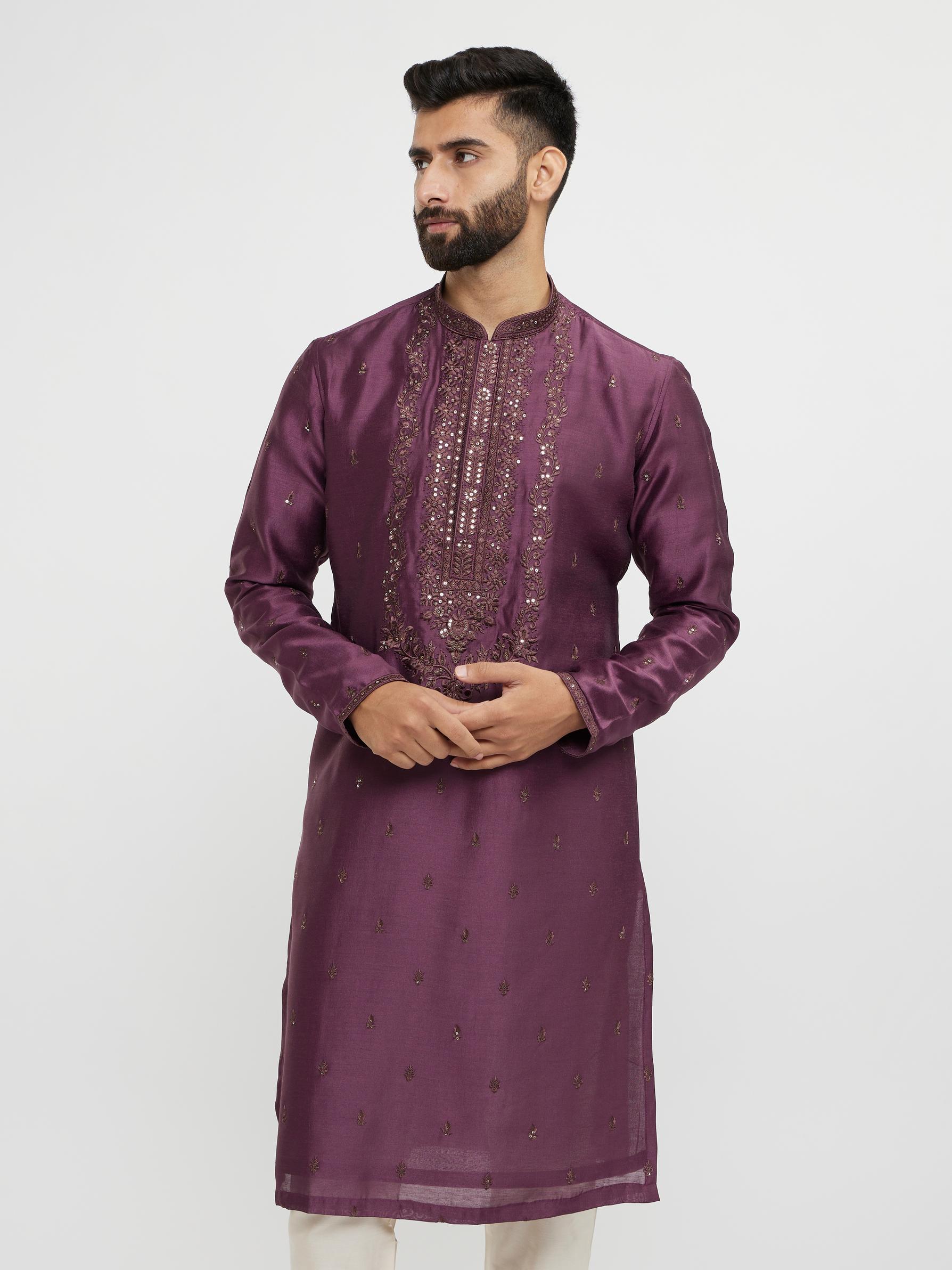 Twamev Men Wine Magic Kurta Pajama