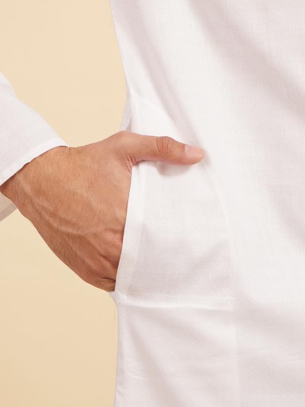 Diwas Men Ice White Plain Classic Kurta