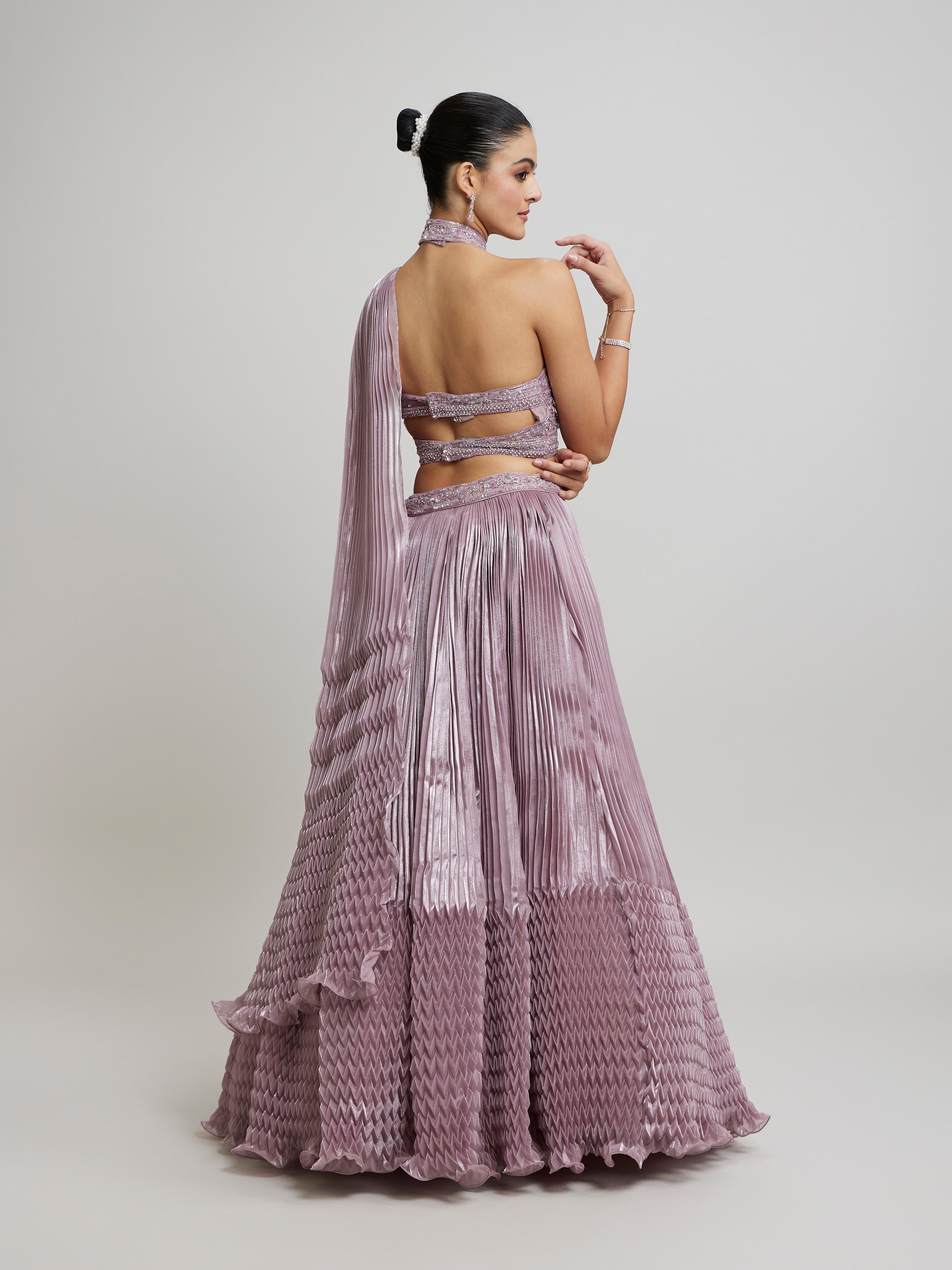 Twamev Women Dusty Pink Festive Lehenga
