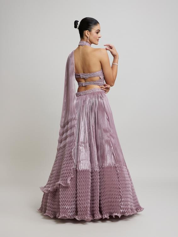 Twamev Women Dusty Pink Festive Lehenga