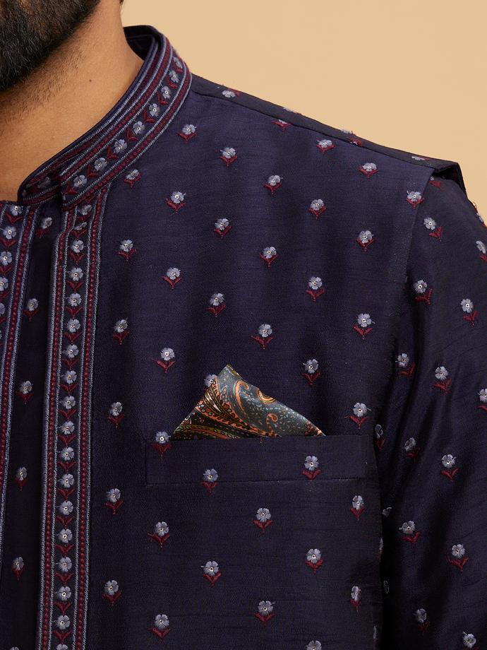 Twamev Men Regal Grey Satin Pocket Square