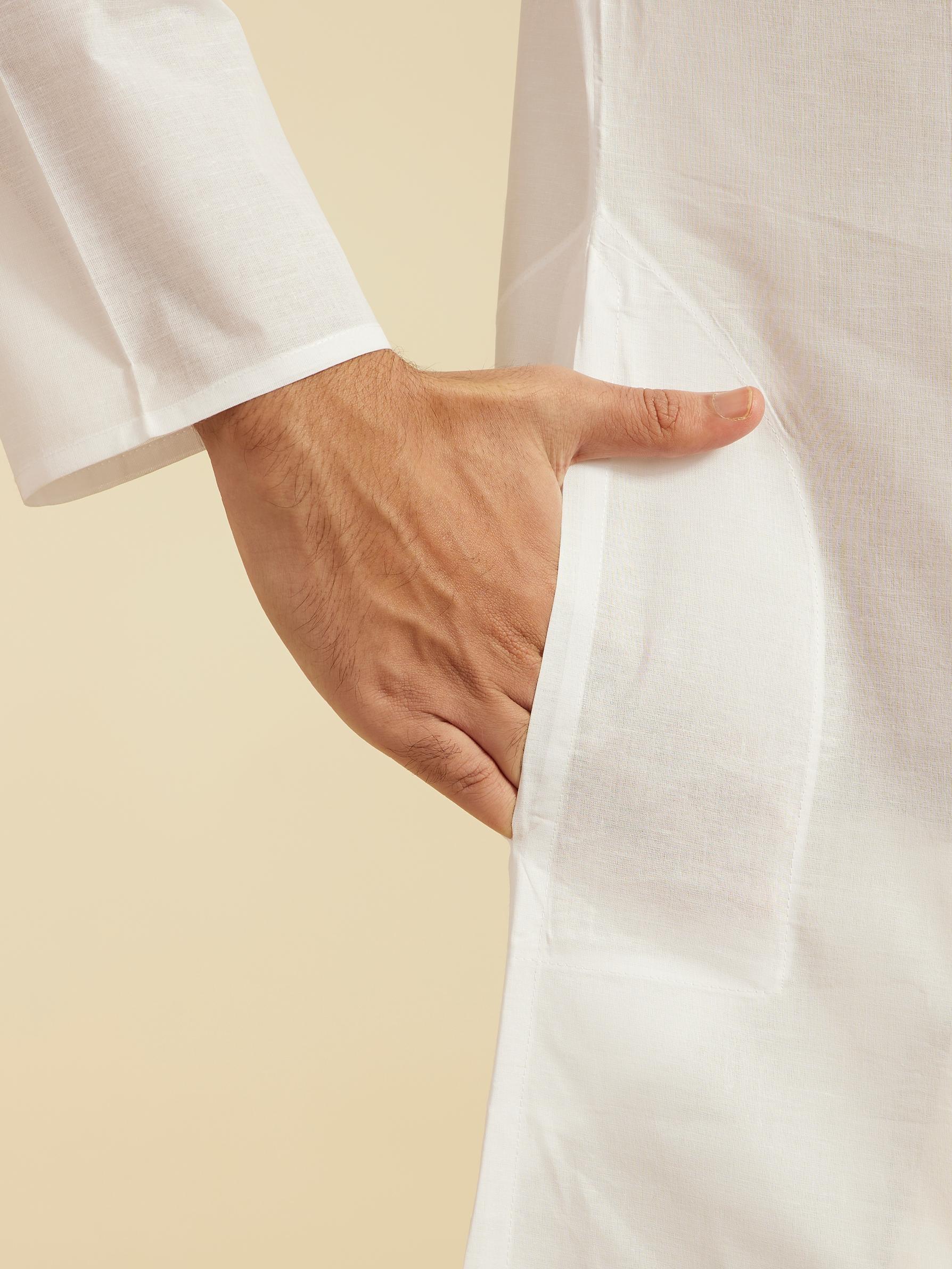 Diwas Men Ice White Plain Classic Kurta