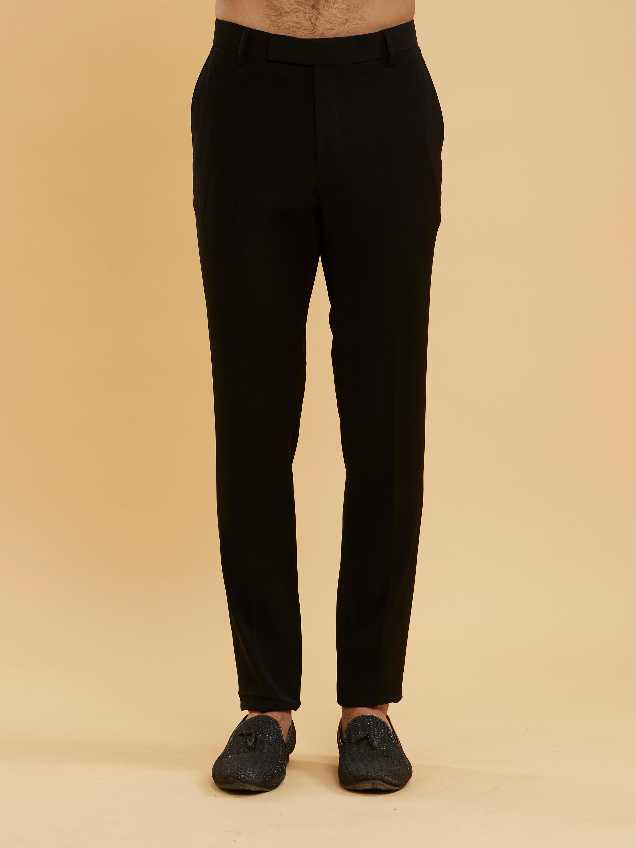 Twamev Men Midnight Black Shawl Collared Sequin Embellished Suit Set