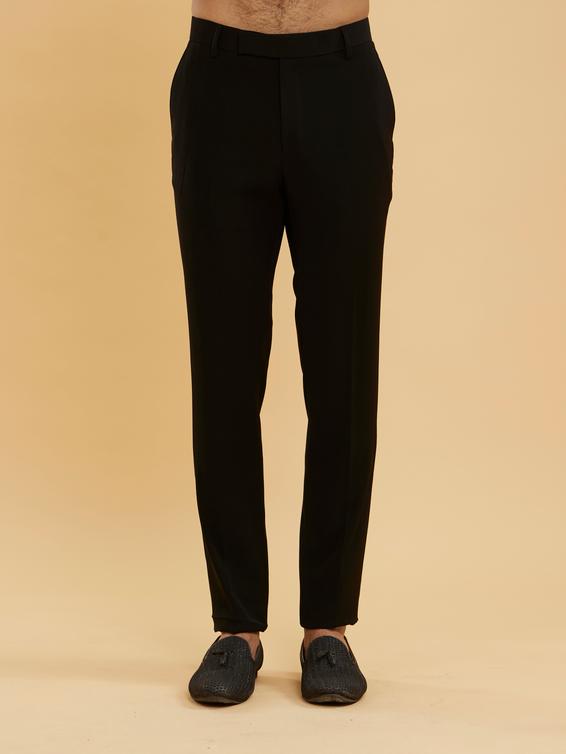 Twamev Men Midnight Black Shawl Collared Sequin Embellished Suit Set
