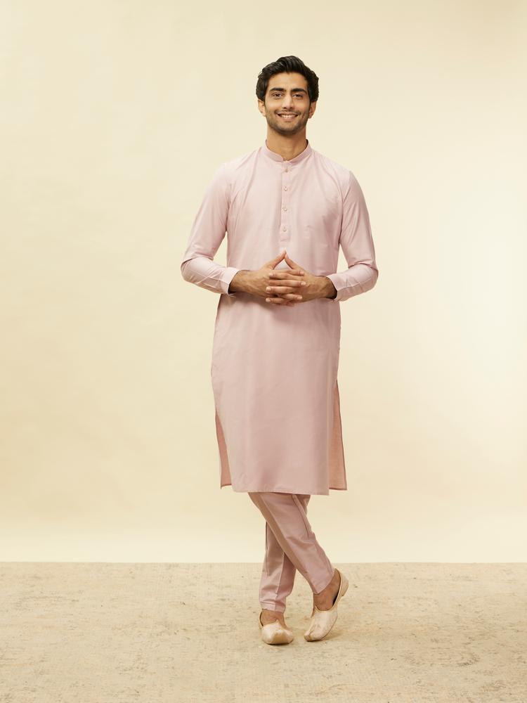 Twamev Men Rani Pink Imperial Paisley Patterned Kurta Jacket Set