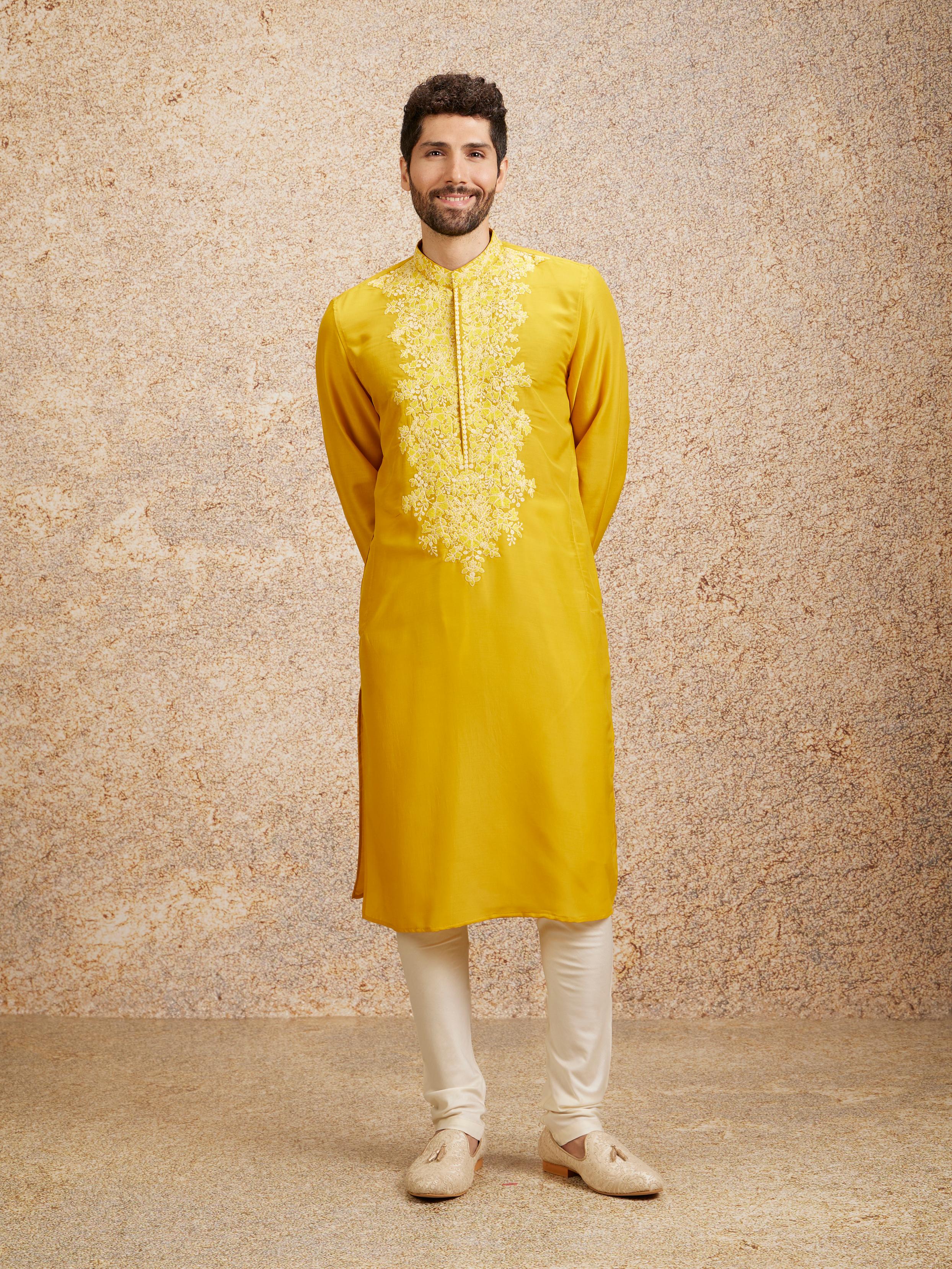 Twamev Men Sunshine Glow Embroidered Kurta Pajama