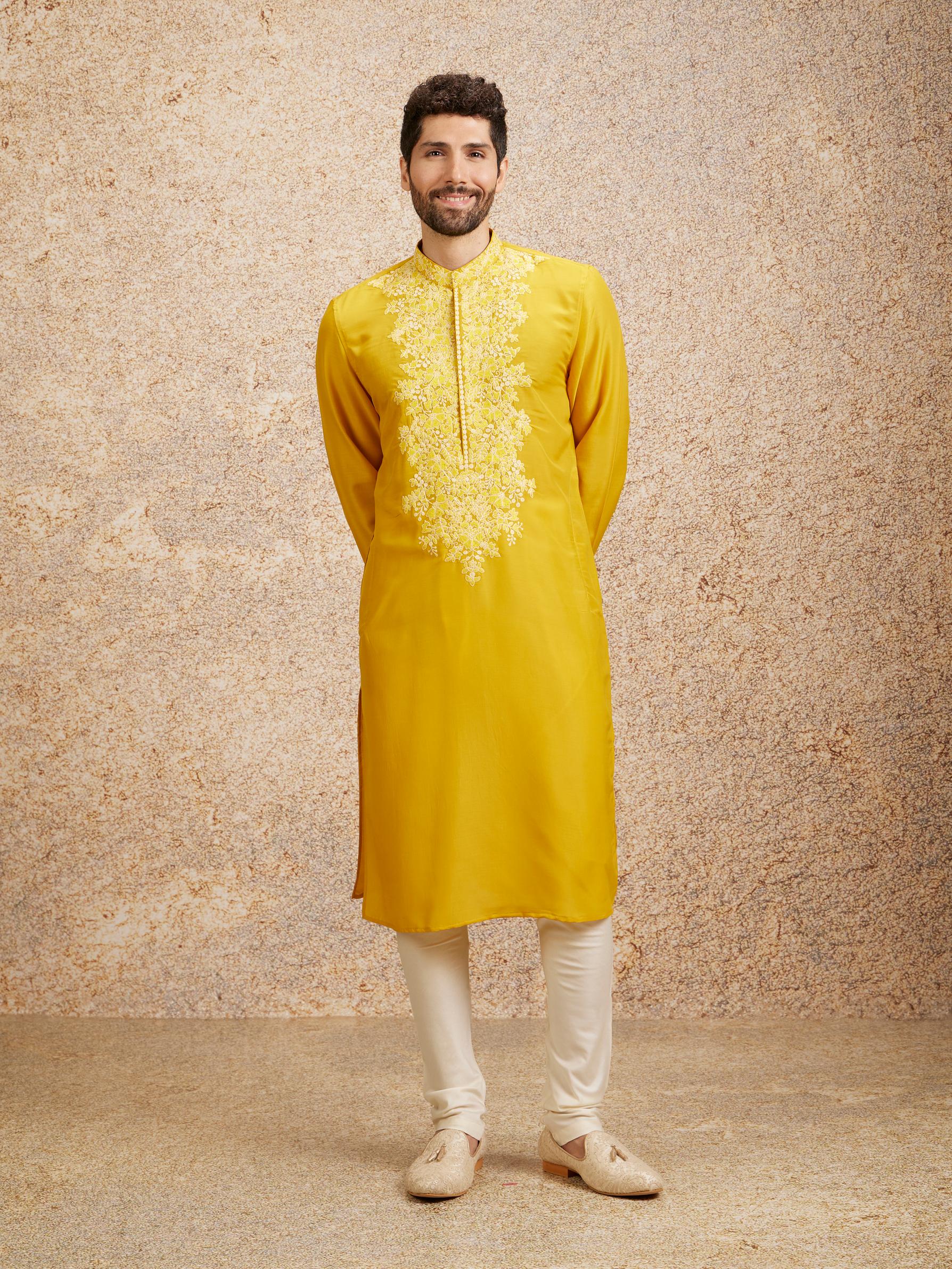 Twamev Men Sunshine Glow Embroidered Kurta Pajama