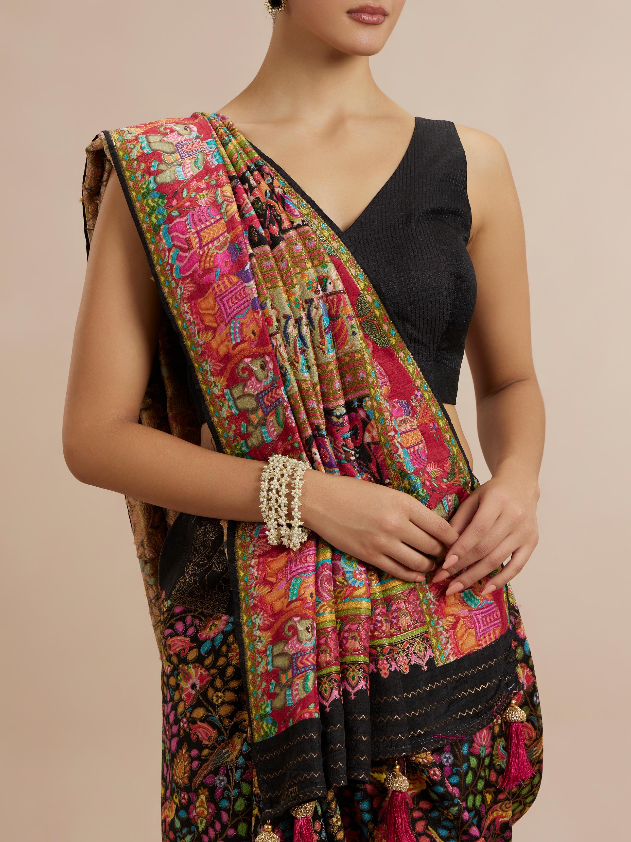 Twamev Women Black Elegance Saree