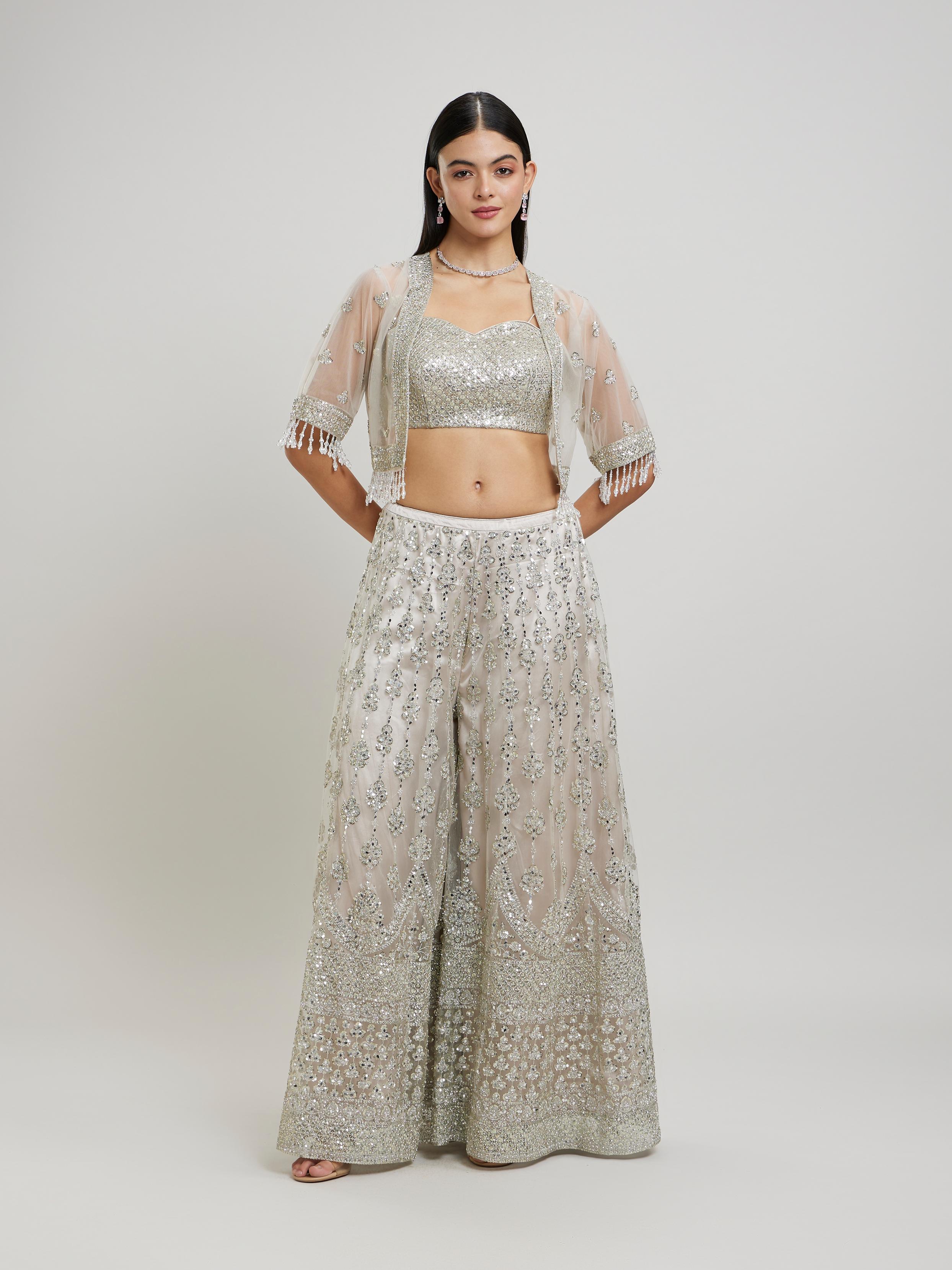 Twamev Women Fawn Flair Net-Embellished Indo Western