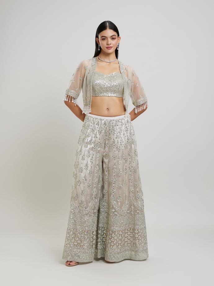 Twamev Women Fawn Flair Net-Embellished Indo Western