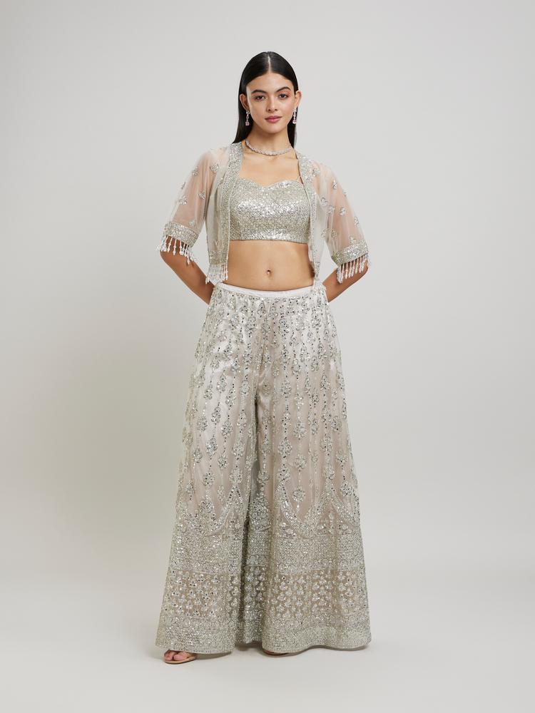 Twamev Women Fawn Flair Net-Embellished Indo Western
